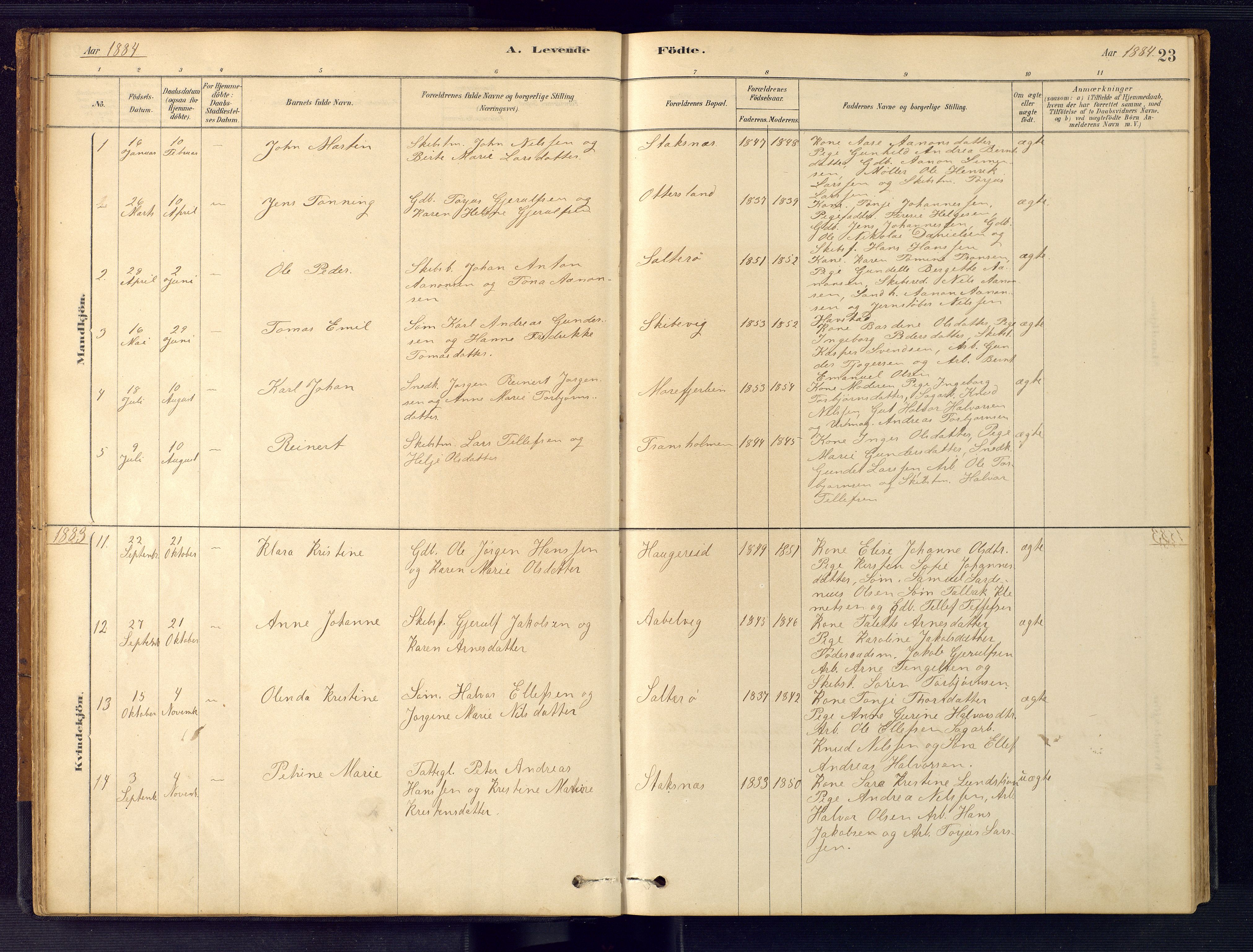 Austre Moland sokneprestkontor, AV/SAK-1111-0001/F/Fb/Fbb/L0001: Parish register (copy) no. B 1, 1878-1904, p. 23