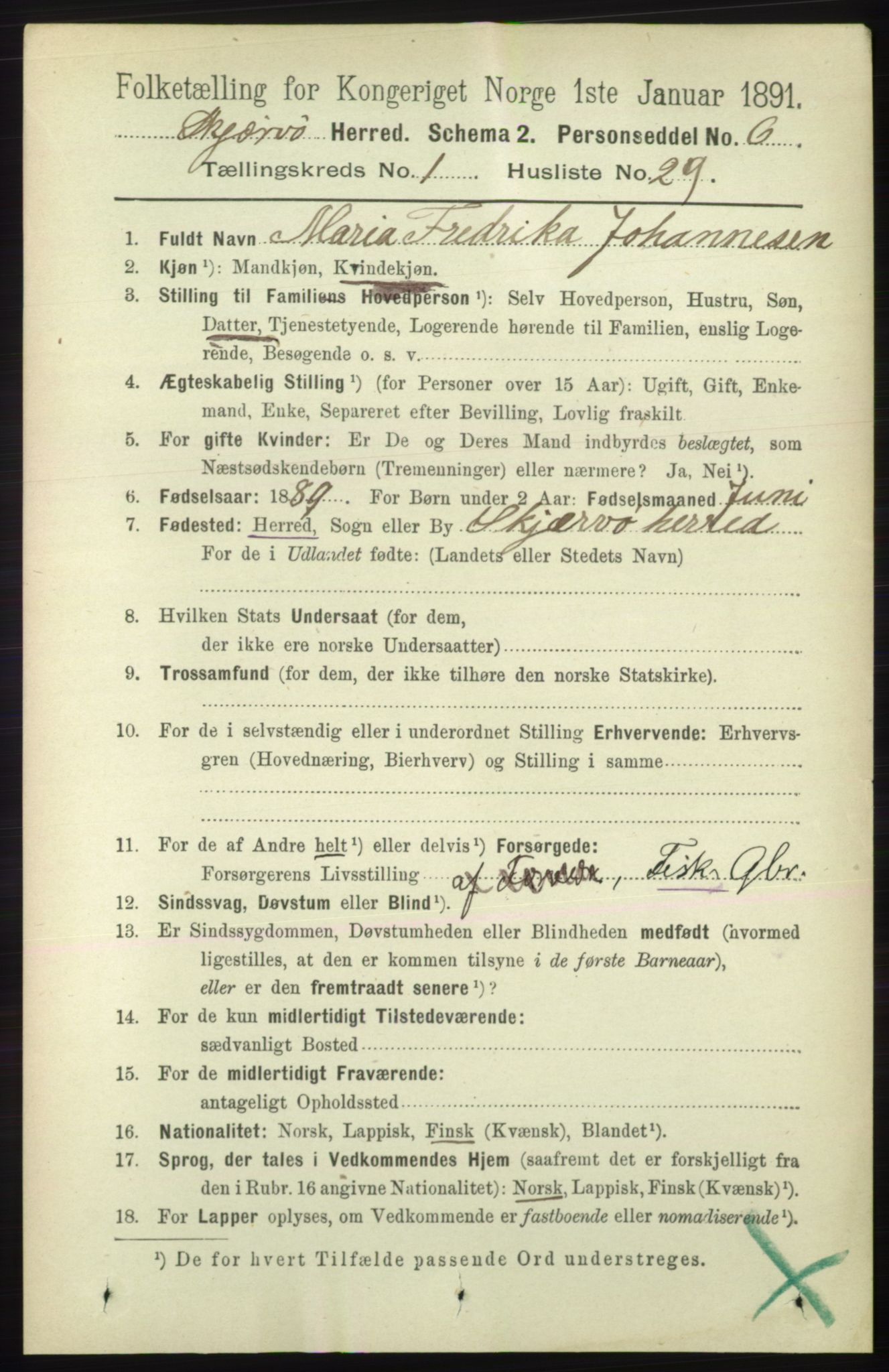 RA, 1891 census for 1941 Skjervøy, 1891, p. 352