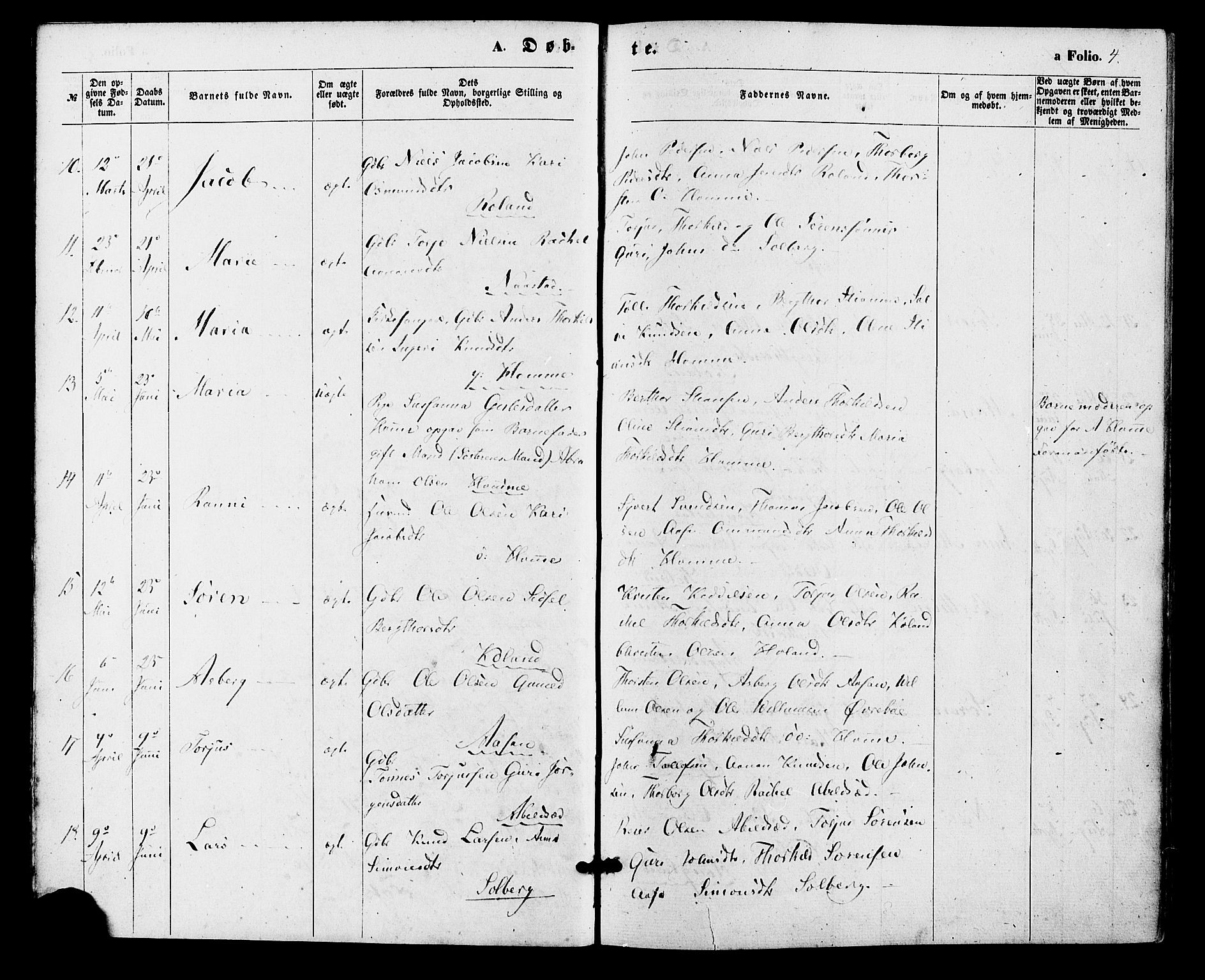 Bjelland sokneprestkontor, AV/SAK-1111-0005/F/Fa/Faa/L0003: Parish register (official) no. A 3, 1867-1887, p. 4