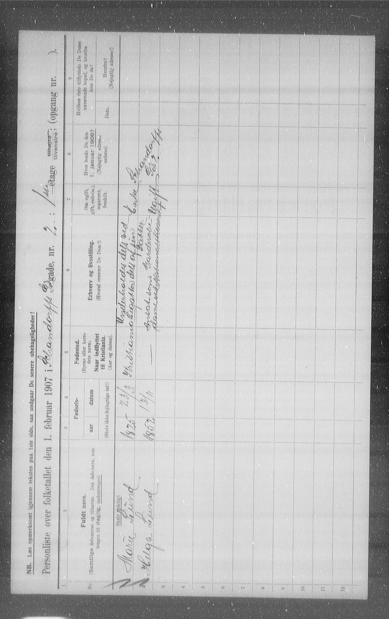 OBA, Municipal Census 1907 for Kristiania, 1907, p. 45768