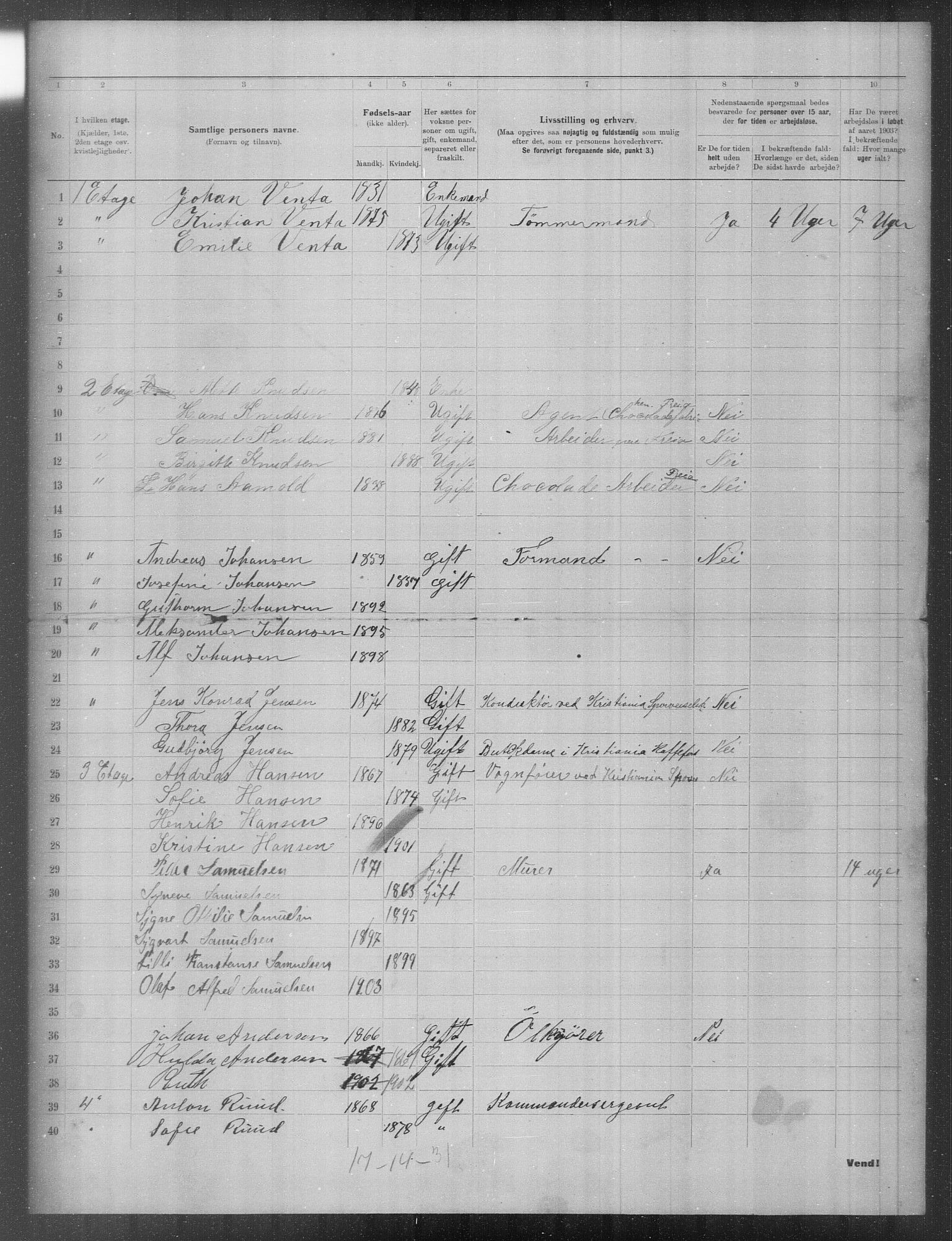 OBA, Municipal Census 1903 for Kristiania, 1903, p. 13852