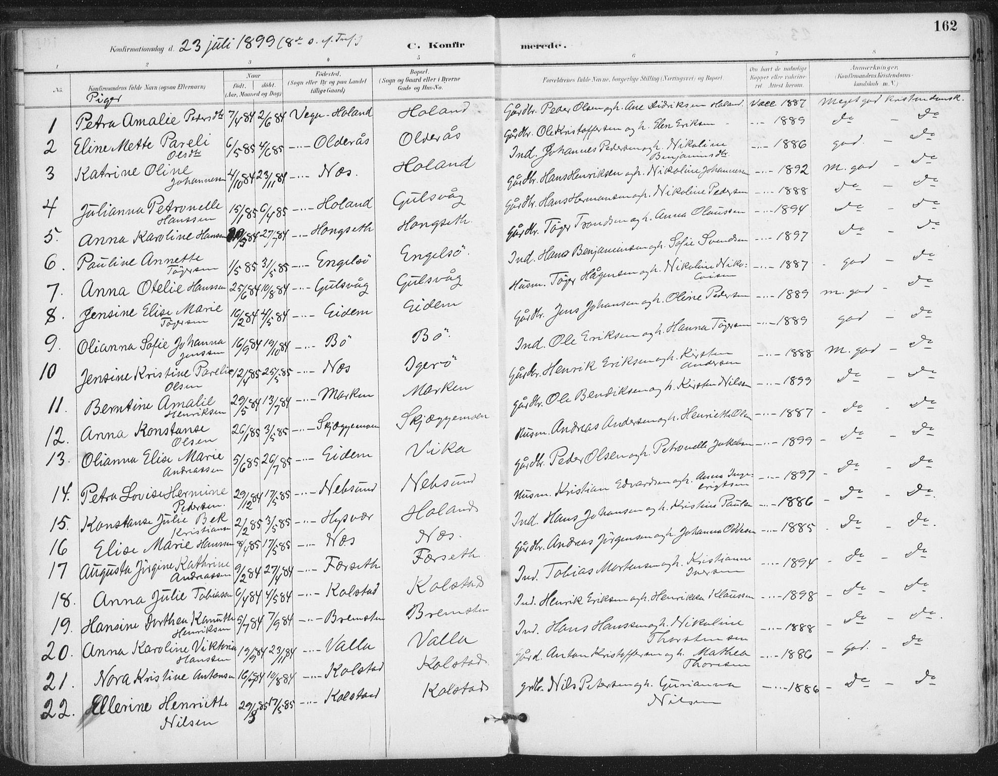 Ministerialprotokoller, klokkerbøker og fødselsregistre - Nordland, AV/SAT-A-1459/816/L0244: Parish register (official) no. 816A10, 1886-1903, p. 162