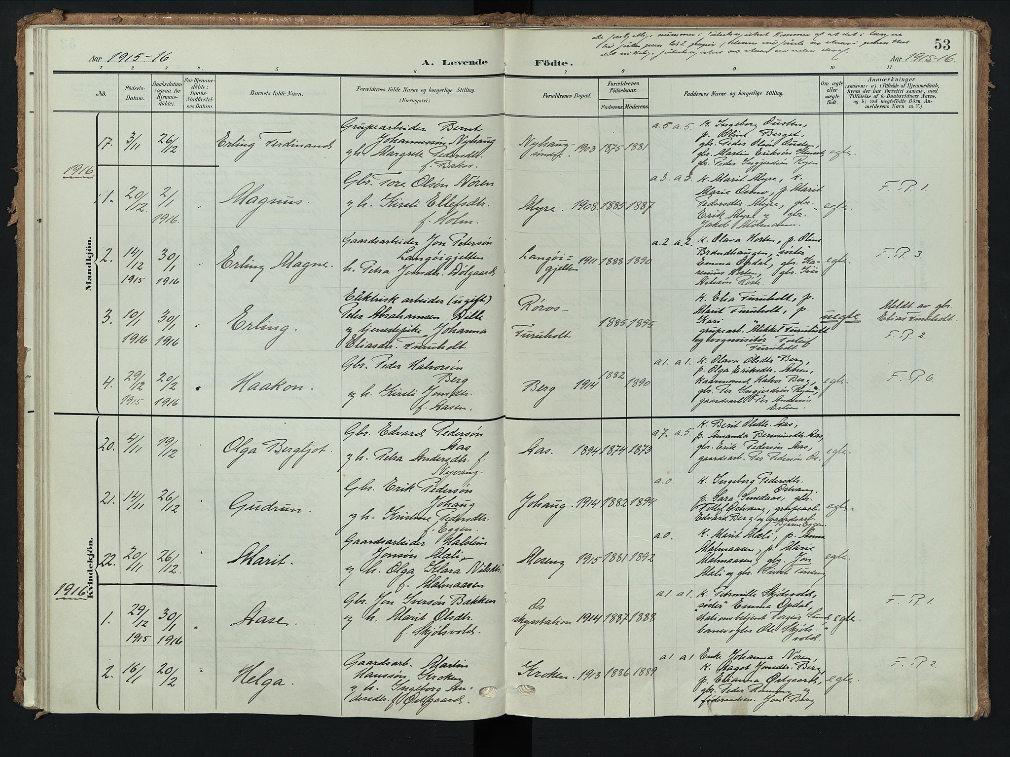 Tolga prestekontor, AV/SAH-PREST-062/K/L0009: Parish register (official) no. 9, 1903-1928, p. 53