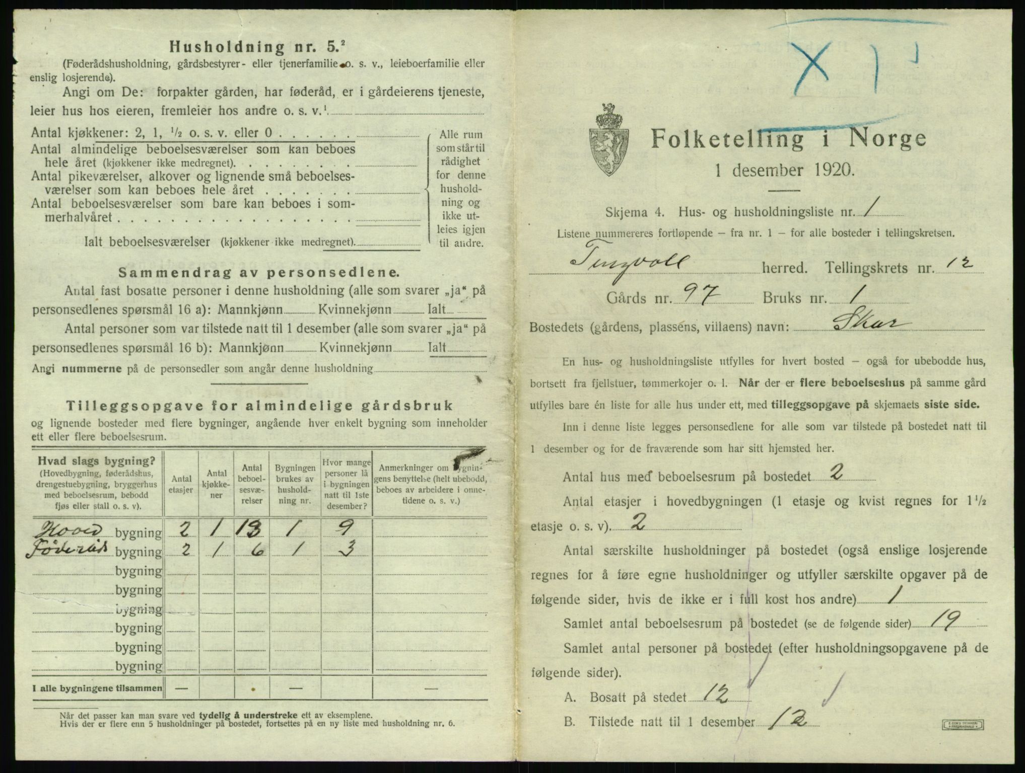 SAT, 1920 census for Tingvoll, 1920, p. 854