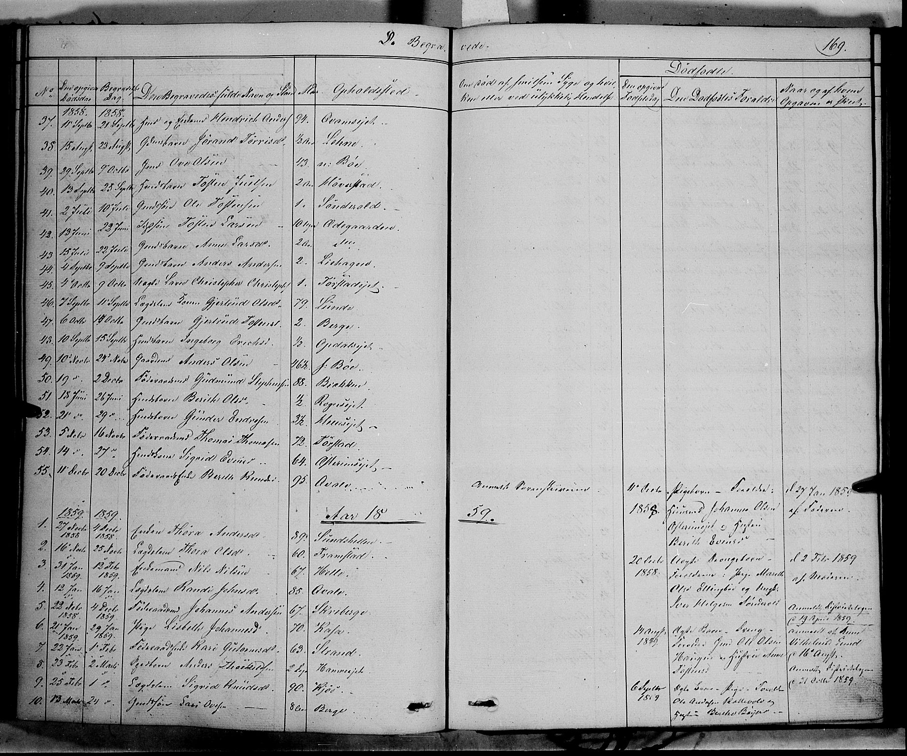 Vang prestekontor, Valdres, SAH/PREST-140/H/Ha/L0006: Parish register (official) no. 6, 1846-1864, p. 169