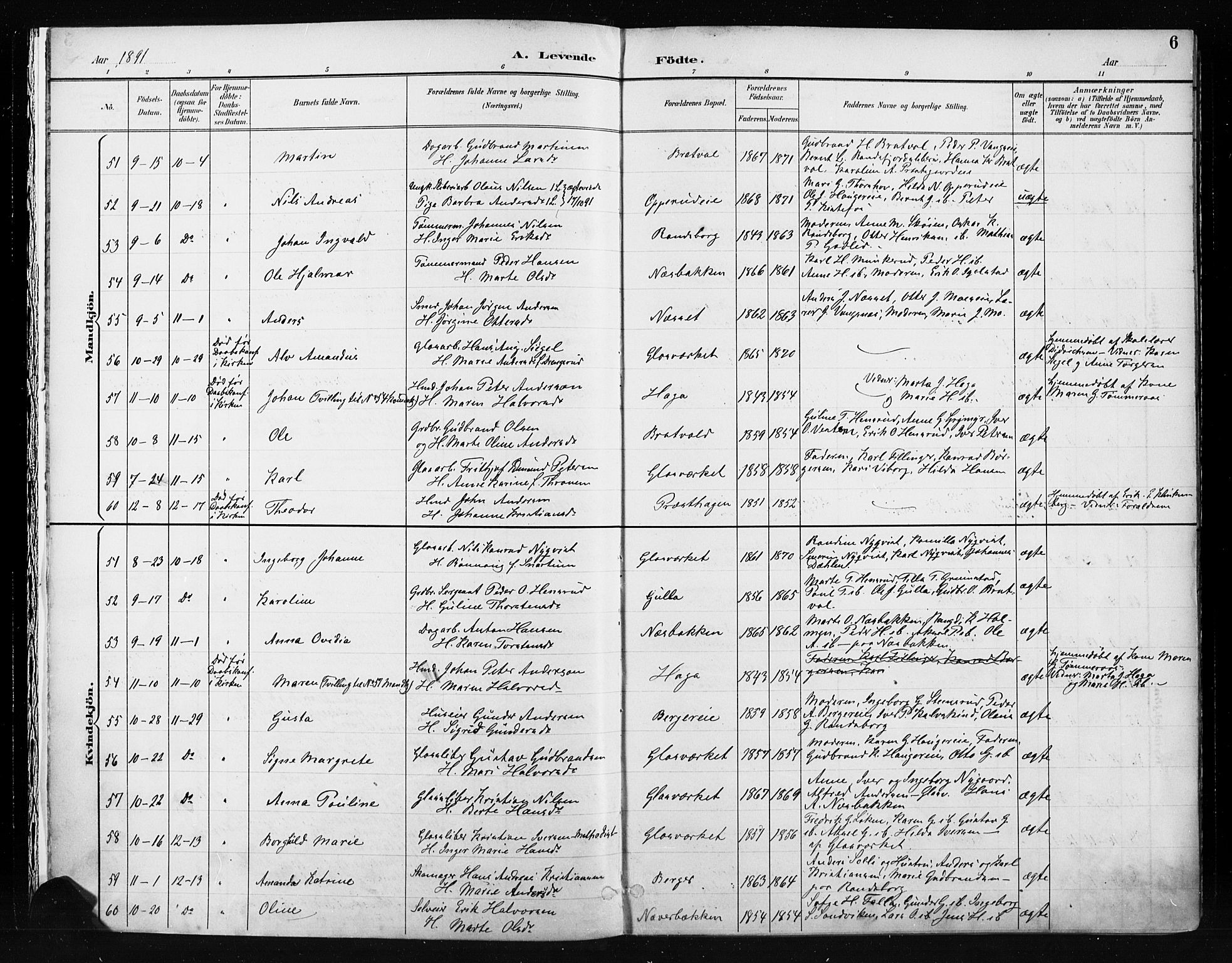 Jevnaker prestekontor, AV/SAH-PREST-116/H/Ha/Haa/L0009: Parish register (official) no. 9, 1891-1901, p. 6