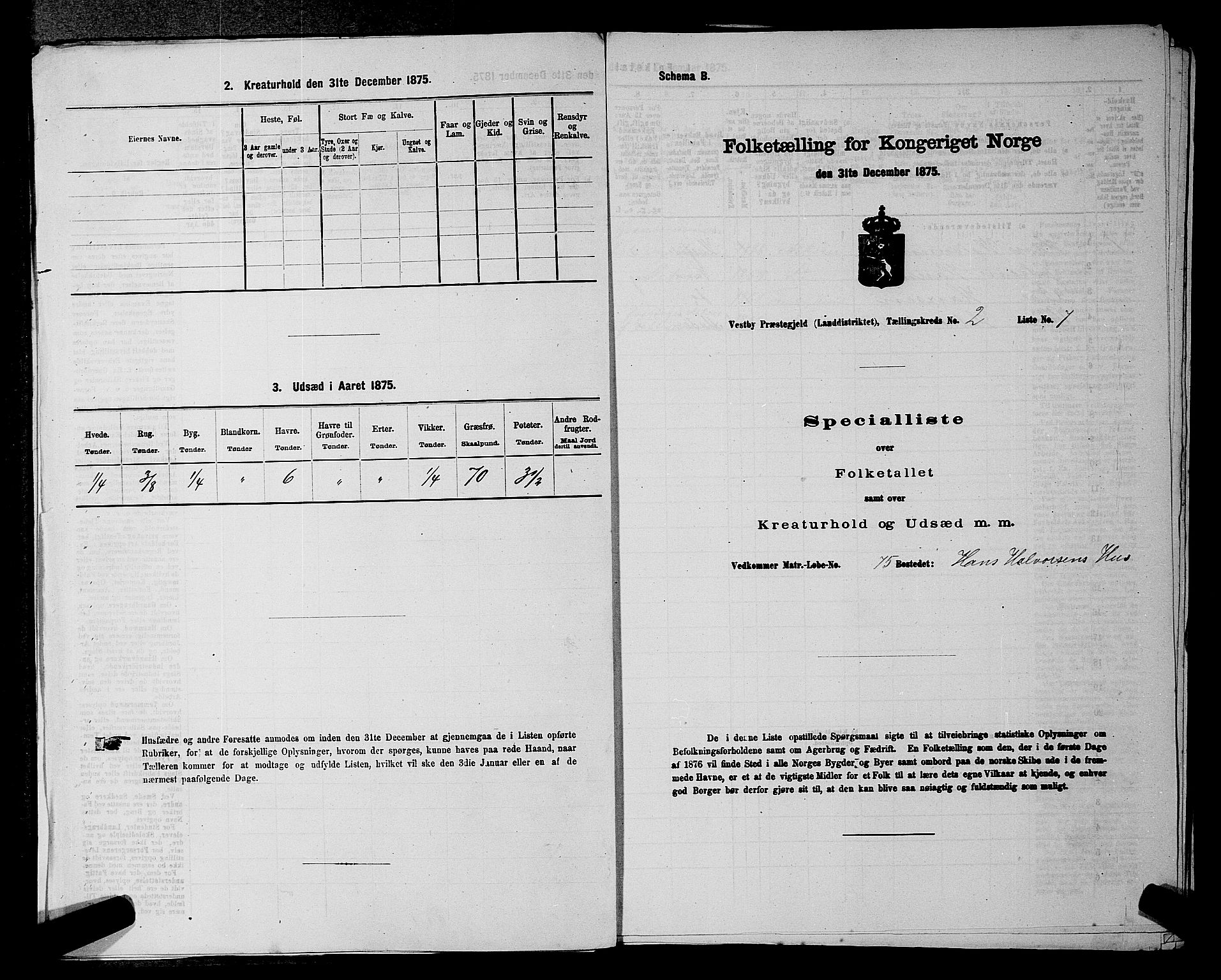 RA, 1875 census for 0211L Vestby/Vestby, Garder og Såner, 1875, p. 224