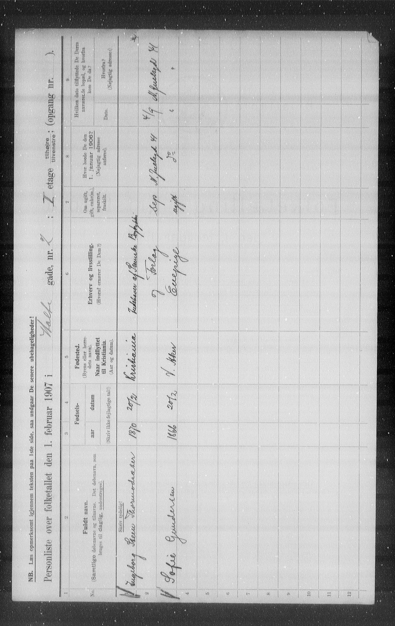 OBA, Municipal Census 1907 for Kristiania, 1907, p. 21110