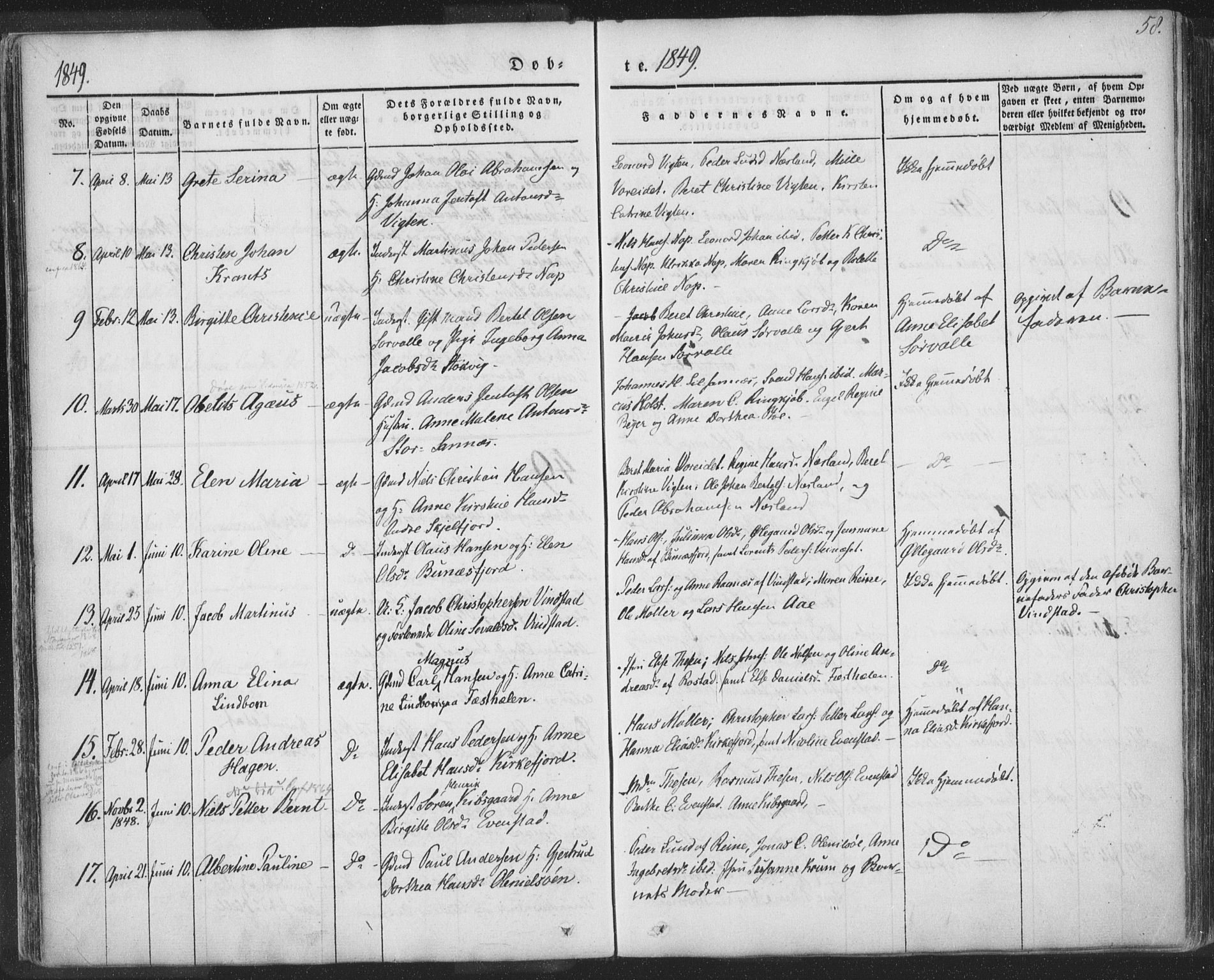 Ministerialprotokoller, klokkerbøker og fødselsregistre - Nordland, AV/SAT-A-1459/885/L1202: Parish register (official) no. 885A03, 1838-1859, p. 58