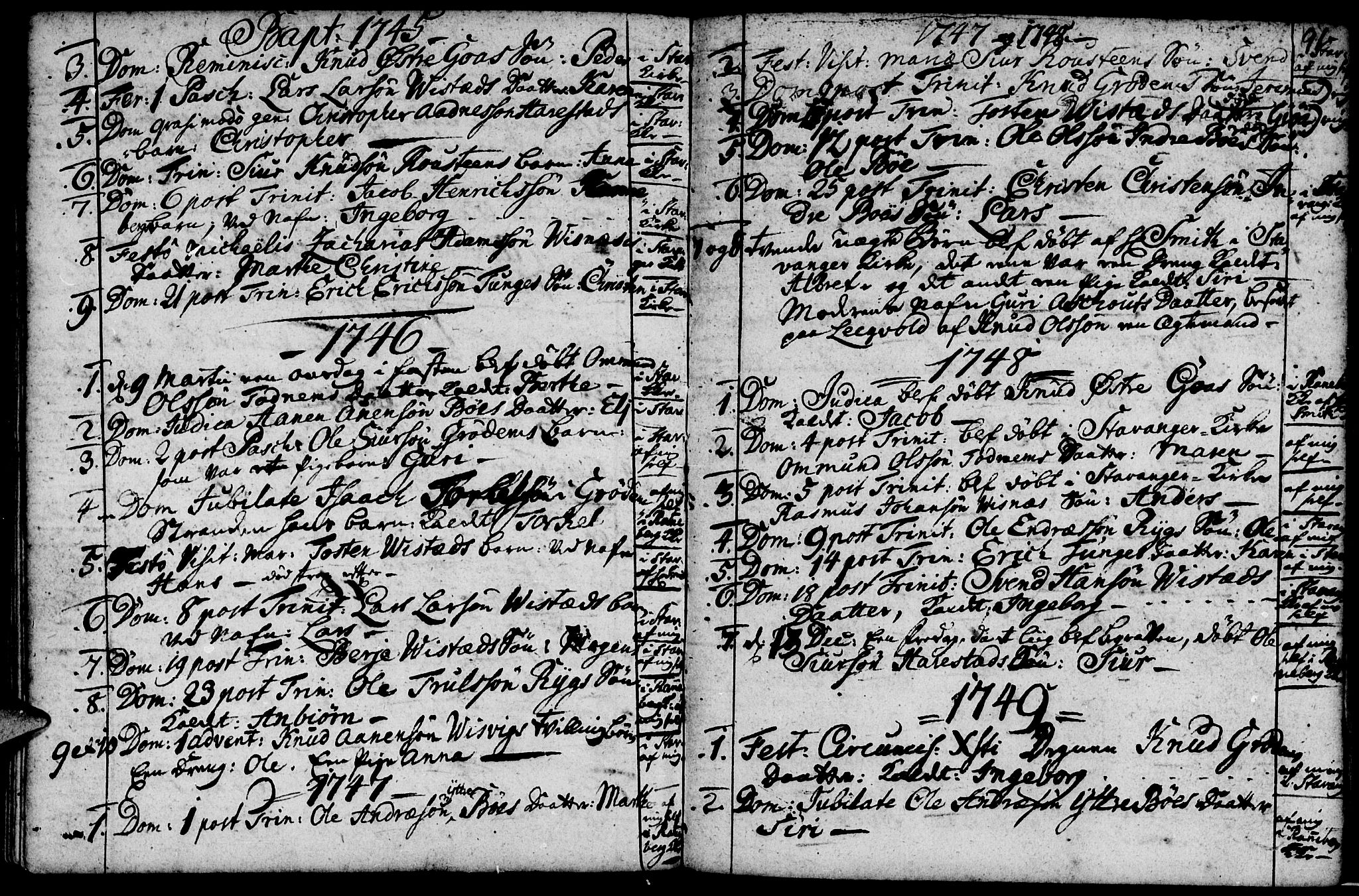 Domkirken sokneprestkontor, SAST/A-101812/001/30/30BA/L0003: Parish register (official) no. A 3 /2, 1738-1760, p. 91