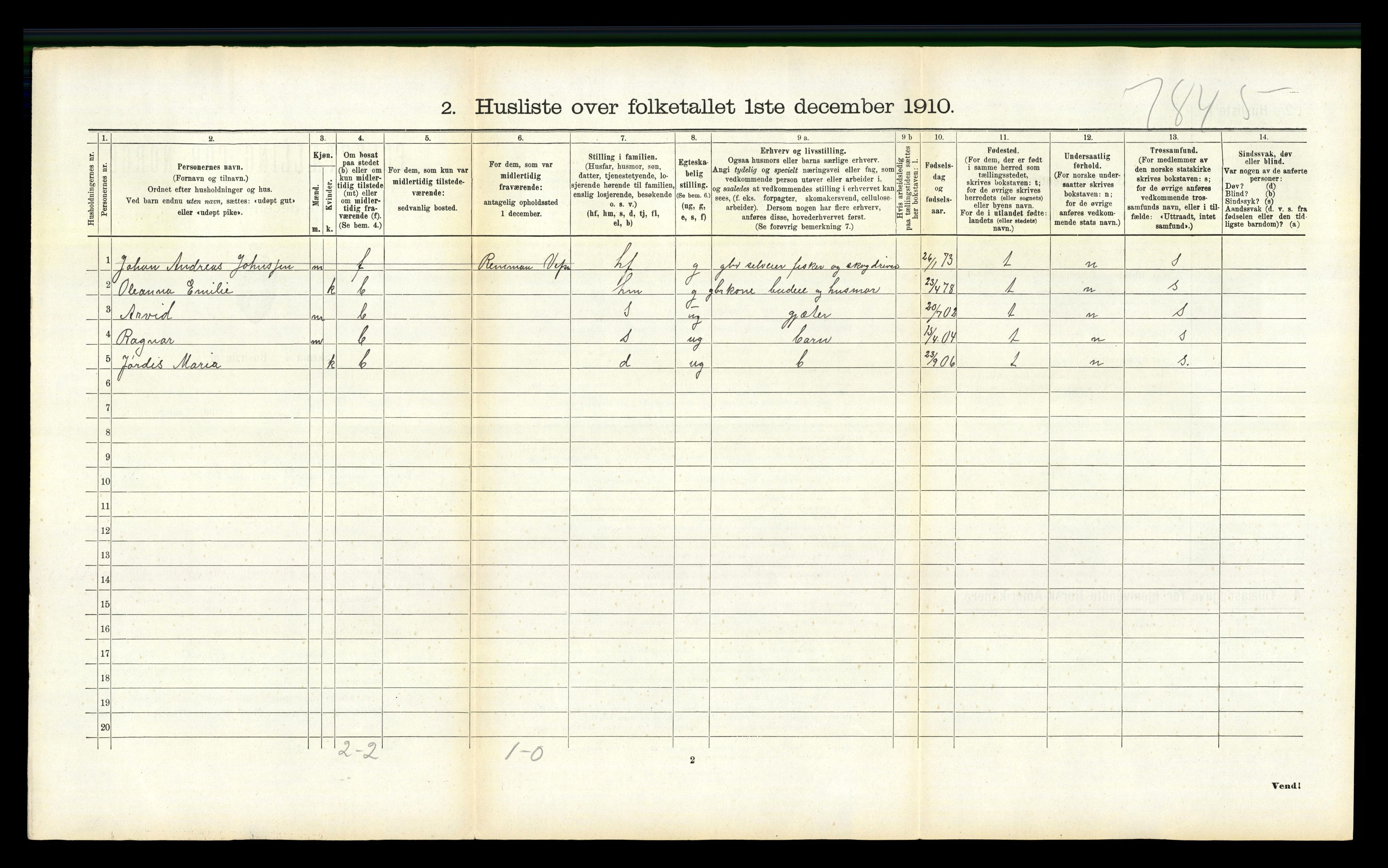 RA, 1910 census for Vefsn, 1910, p. 695