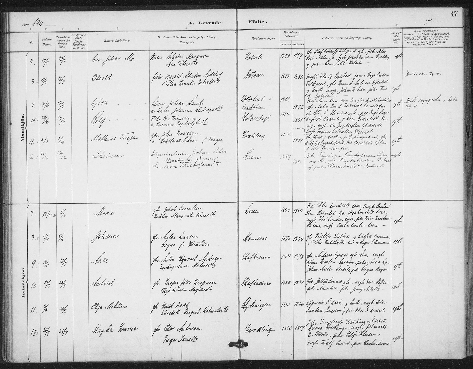 Ministerialprotokoller, klokkerbøker og fødselsregistre - Nord-Trøndelag, SAT/A-1458/783/L0660: Parish register (official) no. 783A02, 1886-1918, p. 47