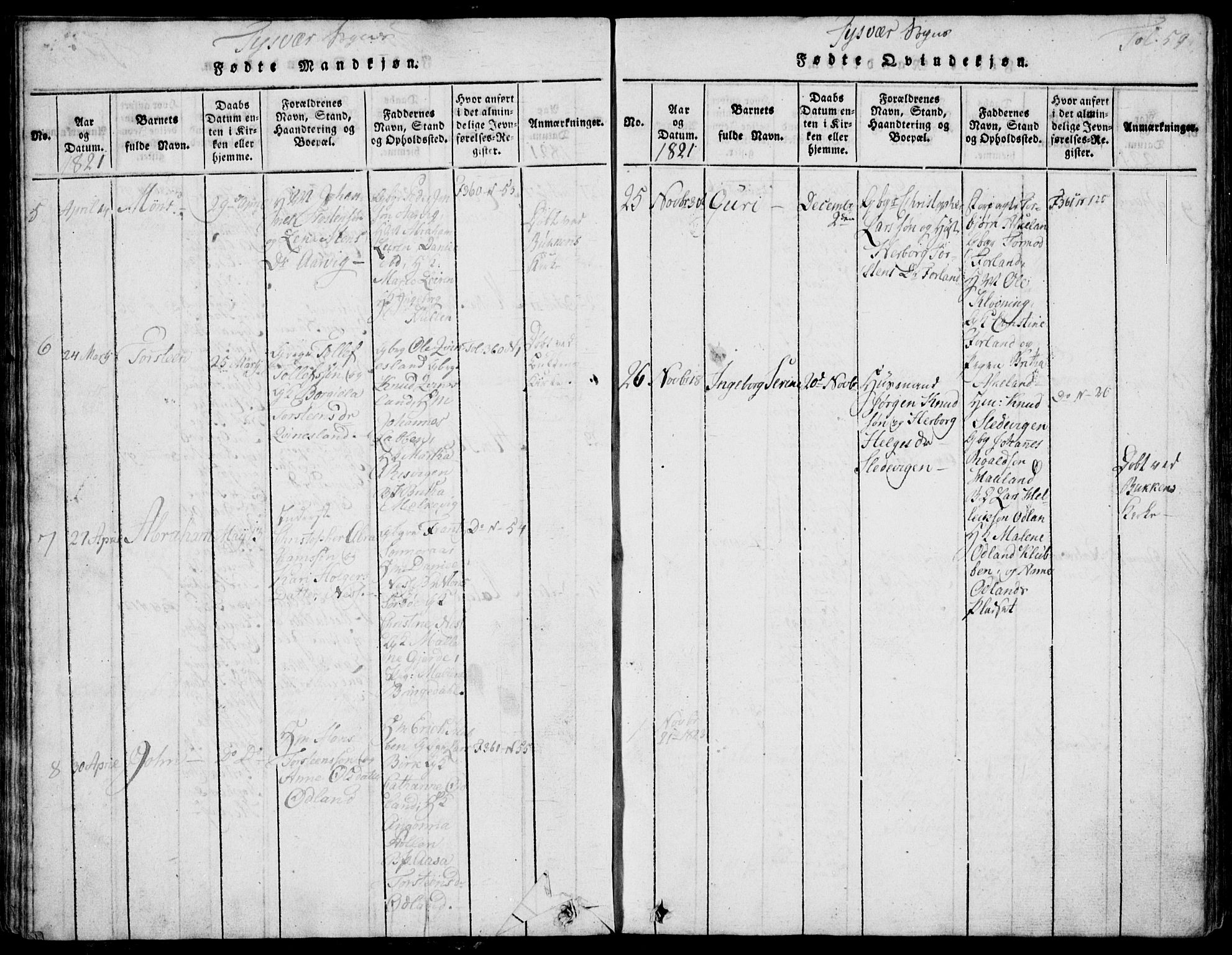 Skjold sokneprestkontor, SAST/A-101847/H/Ha/Hab/L0002: Parish register (copy) no. B 2 /1, 1815-1830, p. 59