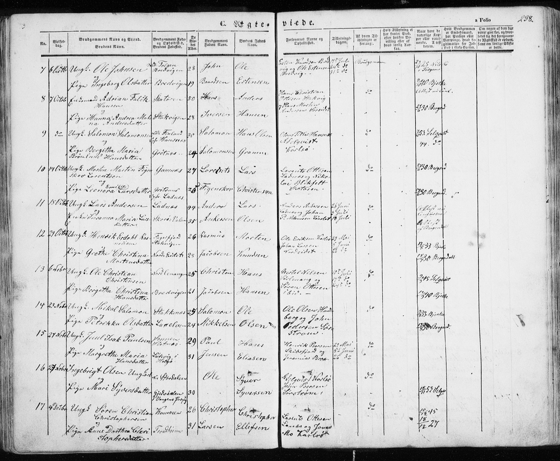 Karlsøy sokneprestembete, SATØ/S-1299/H/Ha/Haa/L0003kirke: Parish register (official) no. 3, 1843-1860, p. 238
