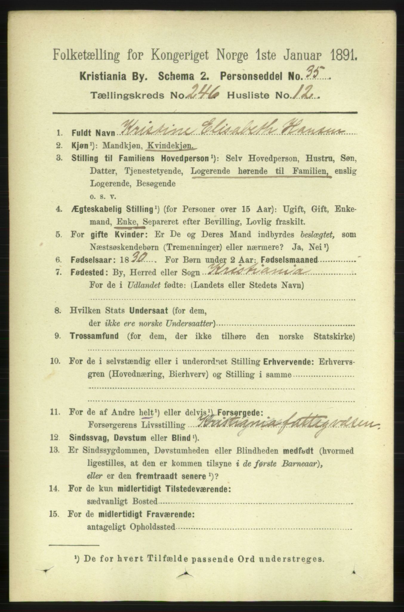 RA, 1891 census for 0301 Kristiania, 1891, p. 150217