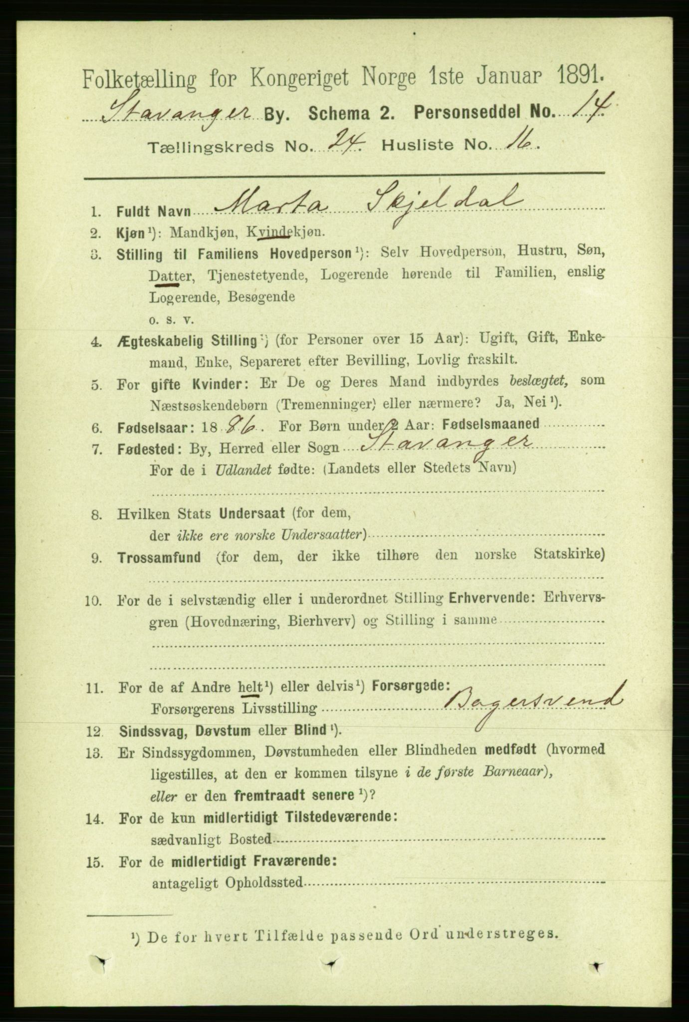 RA, 1891 census for 1103 Stavanger, 1891, p. 26491