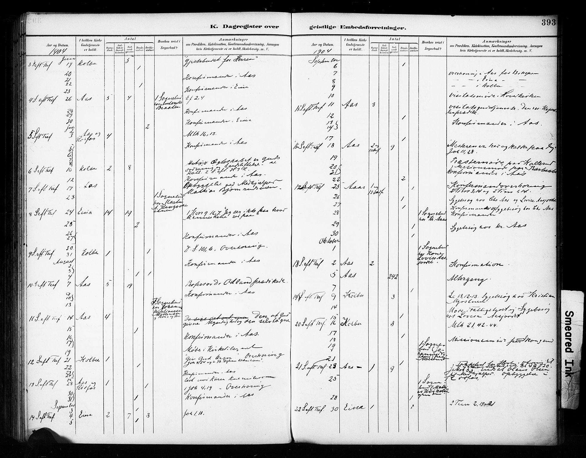 Vestre Toten prestekontor, SAH/PREST-108/H/Ha/Haa/L0011: Parish register (official) no. 11, 1895-1906, p. 393