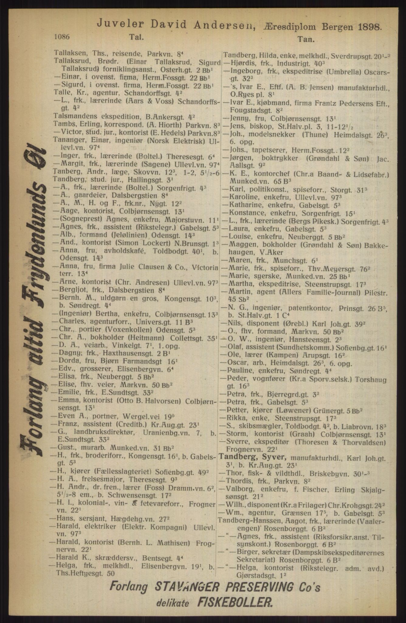 Kristiania/Oslo adressebok, PUBL/-, 1914, p. 1086