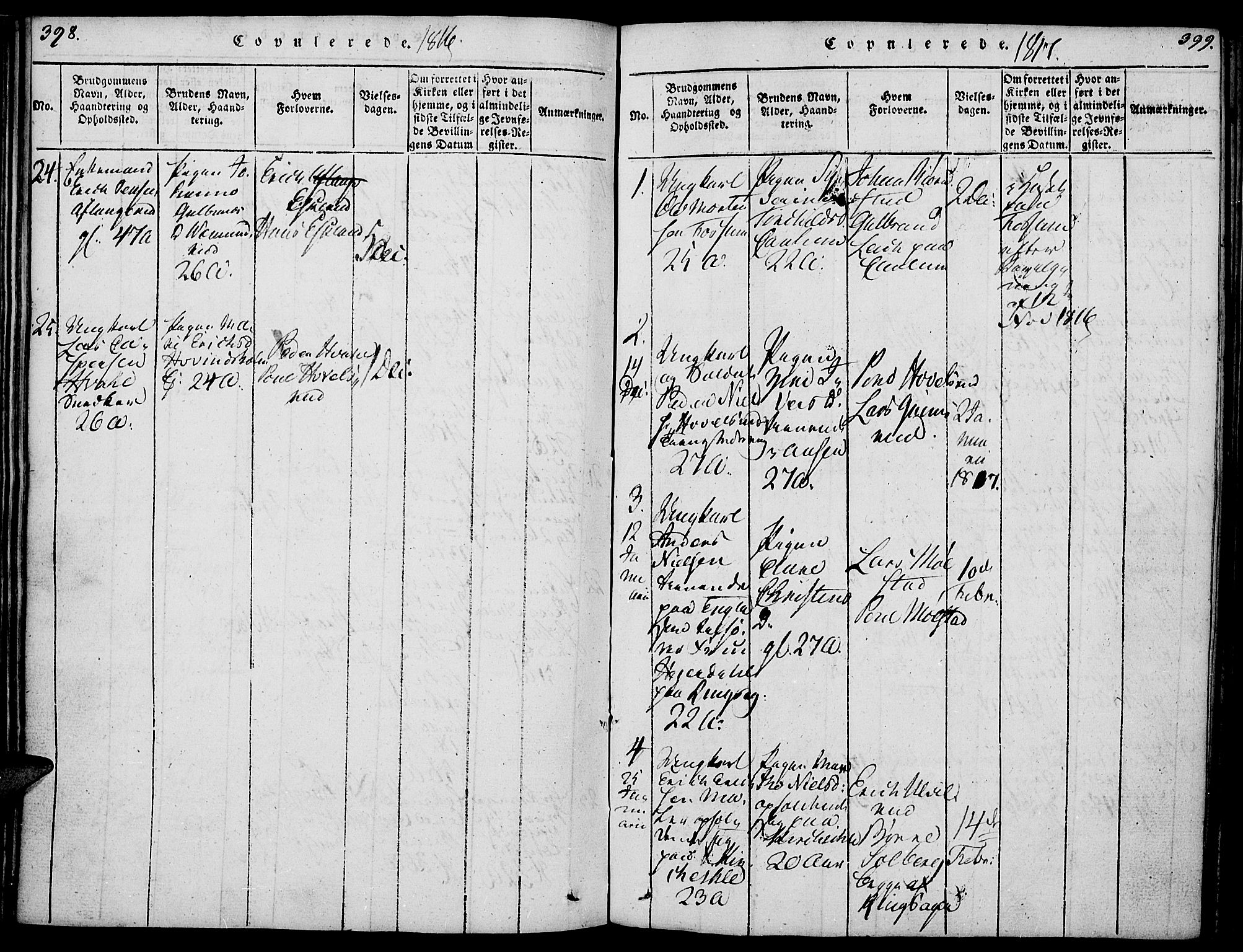 Nes prestekontor, Hedmark, AV/SAH-PREST-020/K/Ka/L0002: Parish register (official) no. 2, 1813-1827, p. 398-399