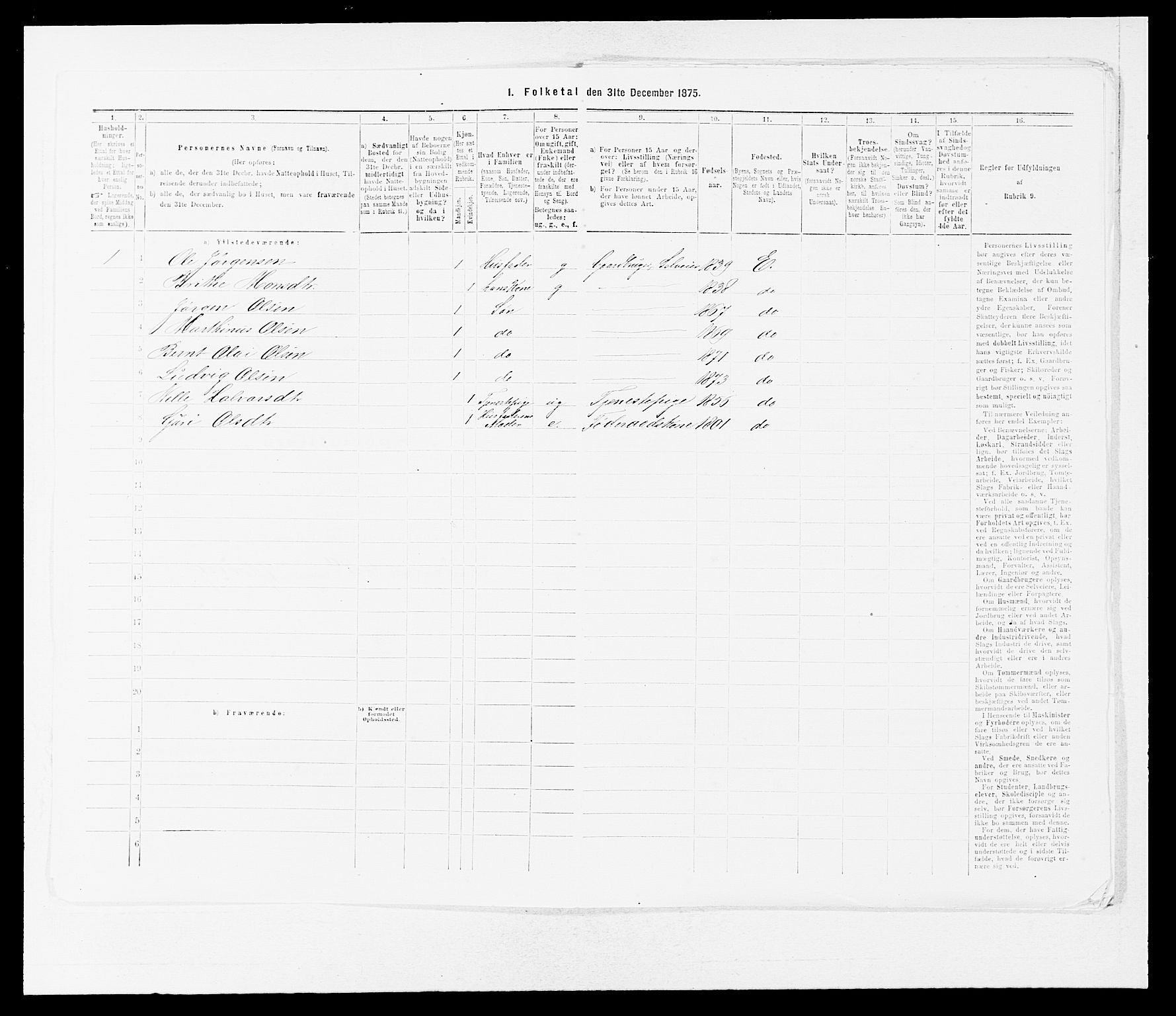 SAB, 1875 census for 1411P Eivindvik, 1875, p. 323