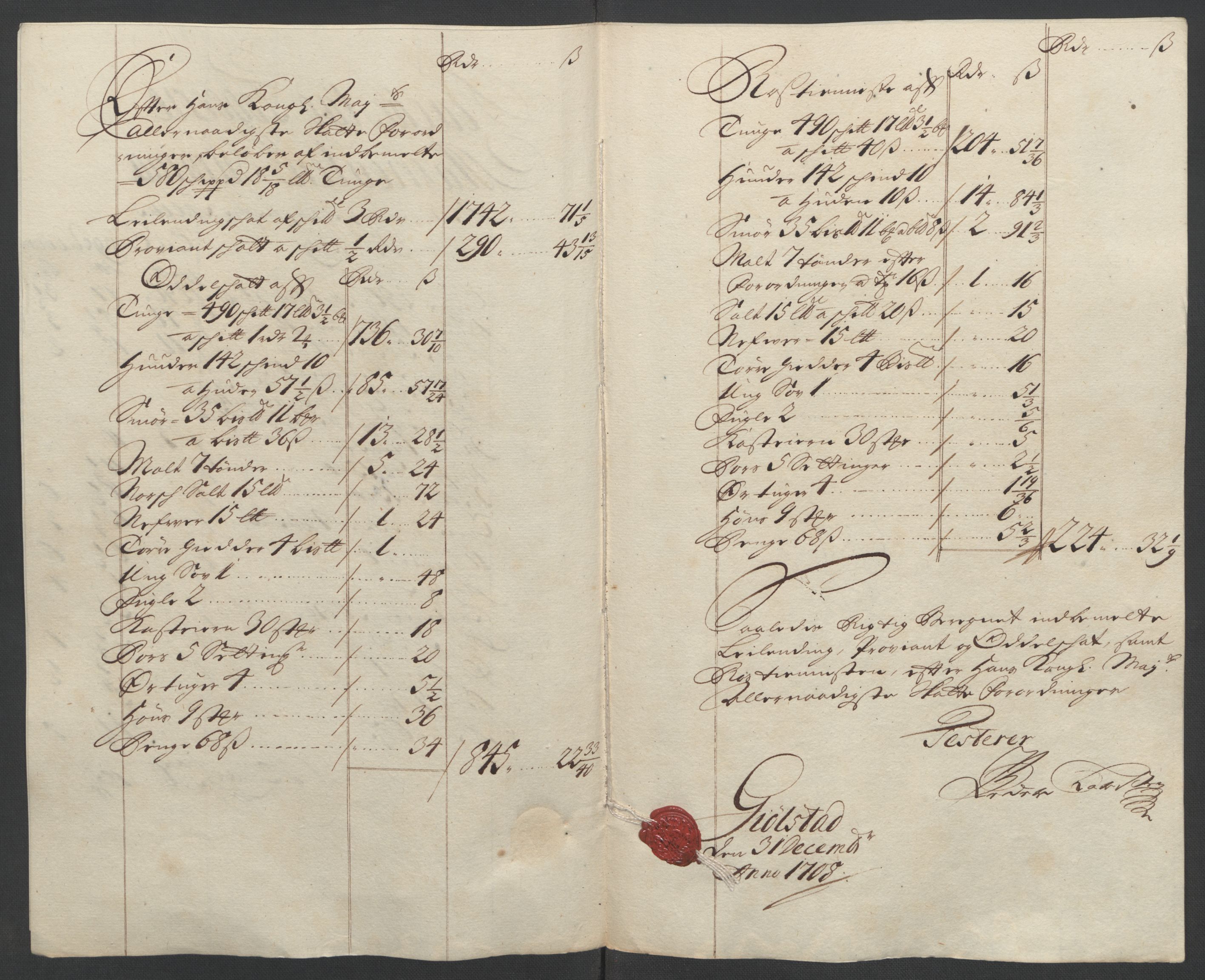 Rentekammeret inntil 1814, Reviderte regnskaper, Fogderegnskap, AV/RA-EA-4092/R07/L0300: Fogderegnskap Rakkestad, Heggen og Frøland, 1708, p. 71