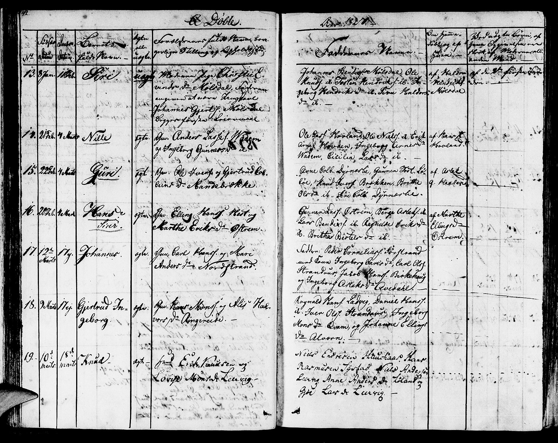 Lavik sokneprestembete, SAB/A-80901: Parish register (official) no. A 2I, 1821-1842, p. 42