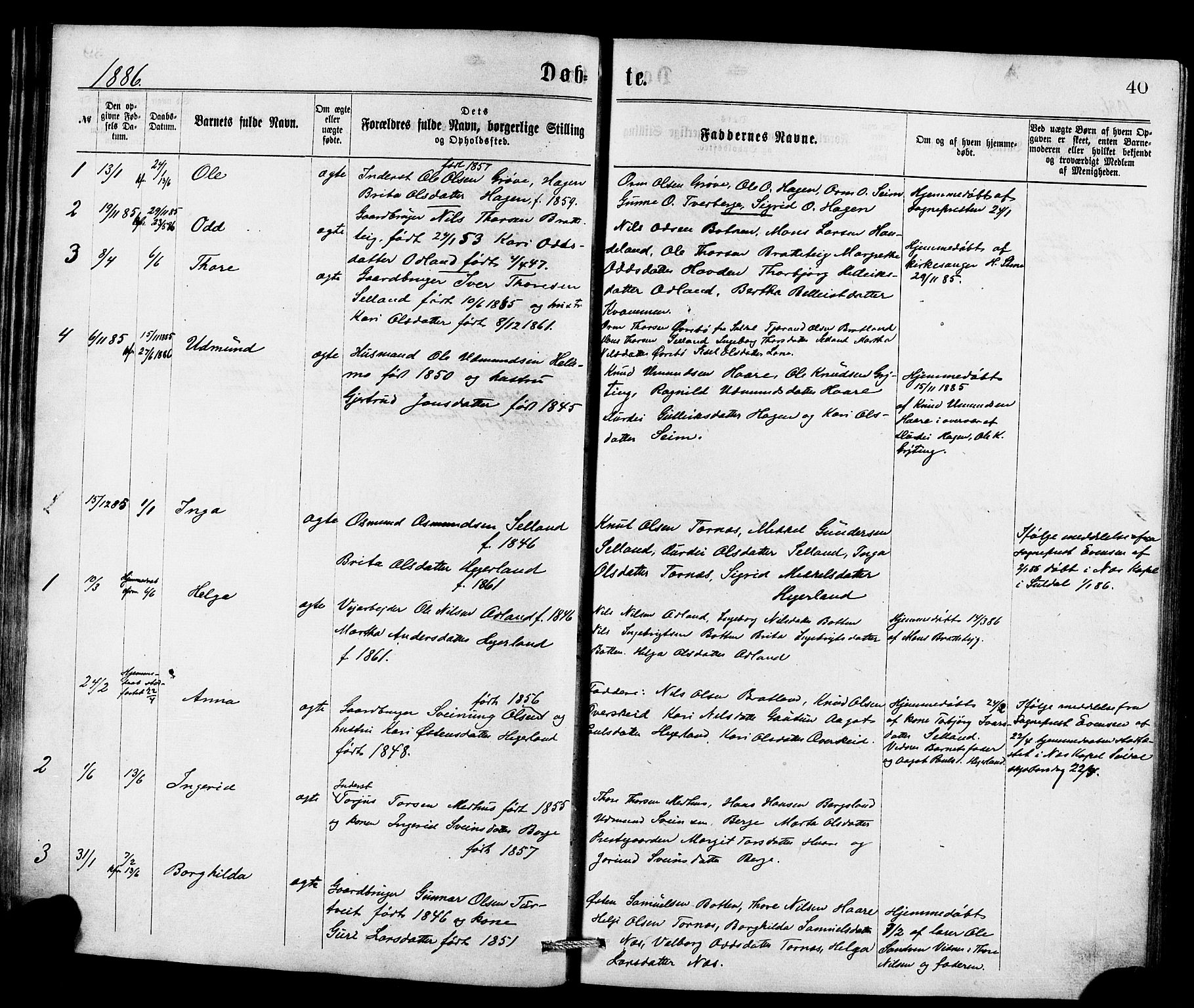 Røldal sokneprestembete, SAB/A-100247: Parish register (official) no. A 4, 1870-1886, p. 40