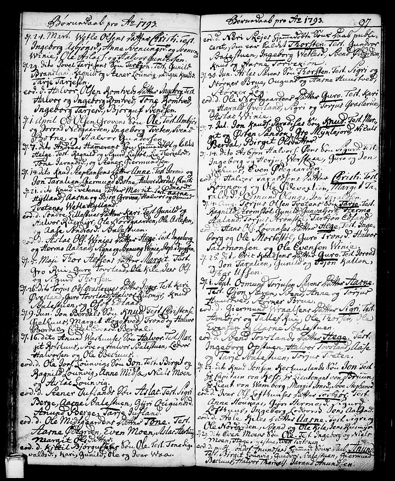 Vinje kirkebøker, AV/SAKO-A-312/F/Fa/L0002: Parish register (official) no. I 2, 1767-1814, p. 97