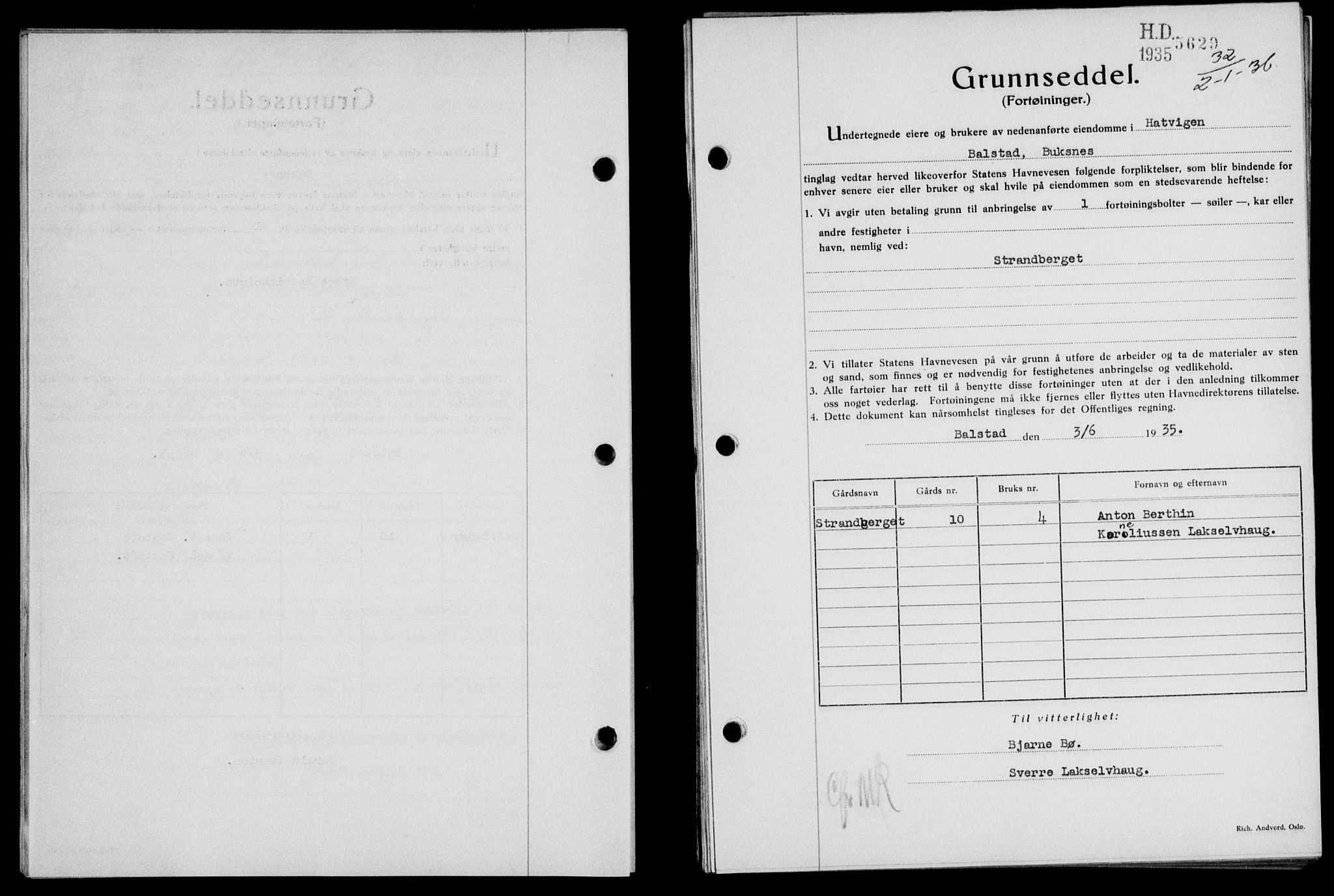 Lofoten sorenskriveri, SAT/A-0017/1/2/2C/L0033b: Mortgage book no. 33b, 1936-1936, Diary no: : 32/1936