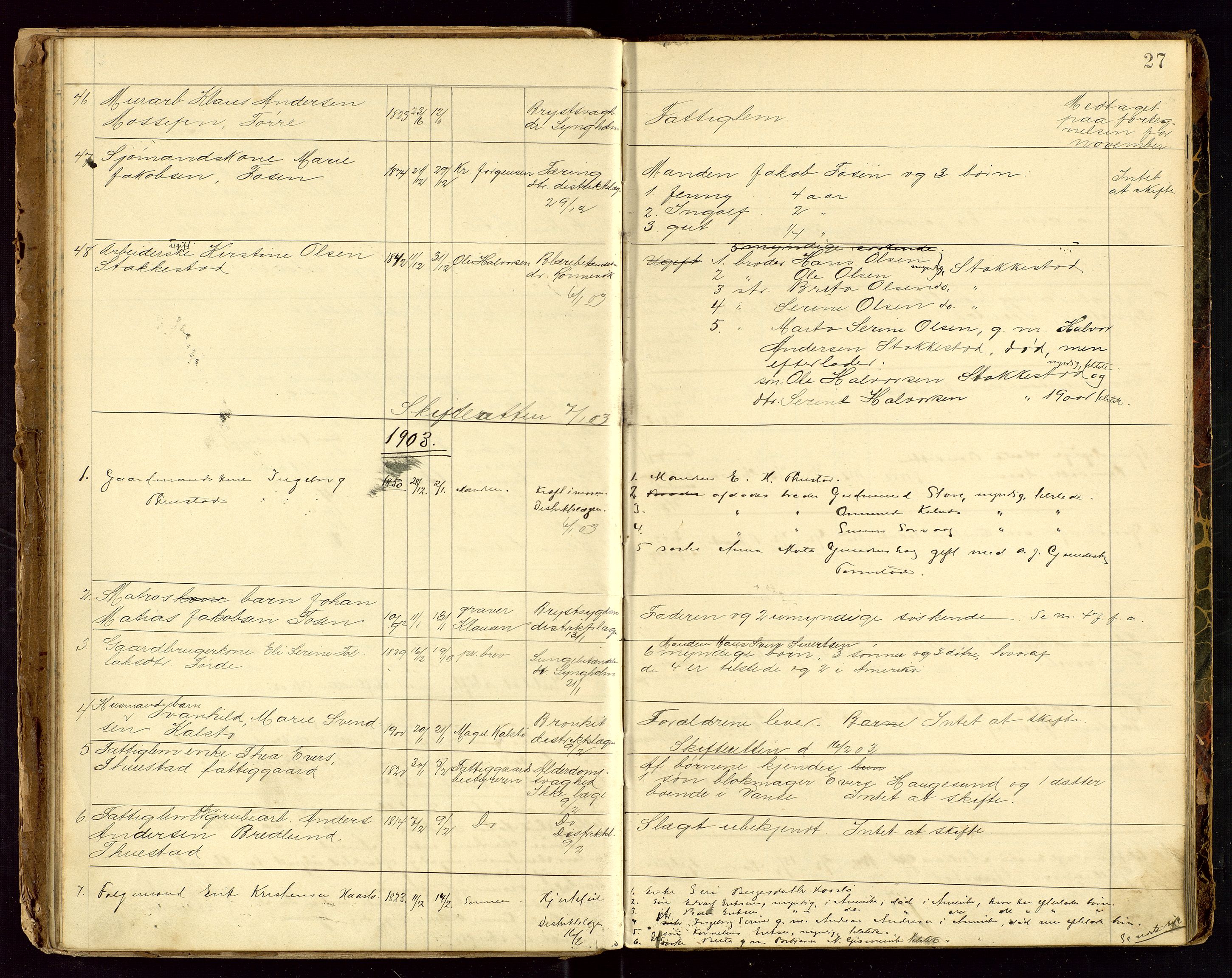 Avaldsnes lensmannskontor, SAST/A-100286/Gga/L0001: "Dødslistene Avaldsnæs Prtgd  2 - 87  Kopervig Sogn  38 - 120", 1897-1916, p. 27