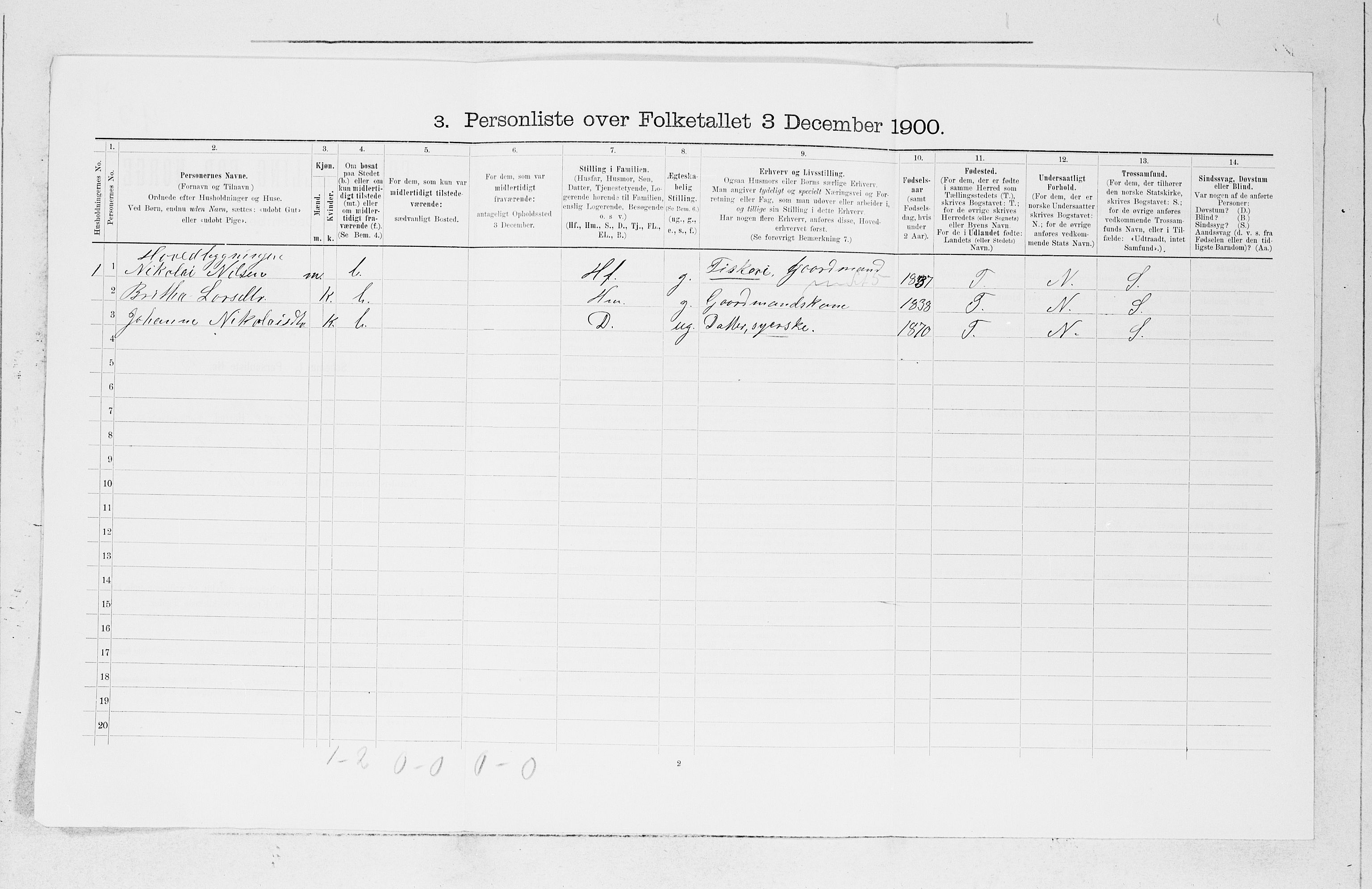 SAB, 1900 census for Fjelberg, 1900, p. 41