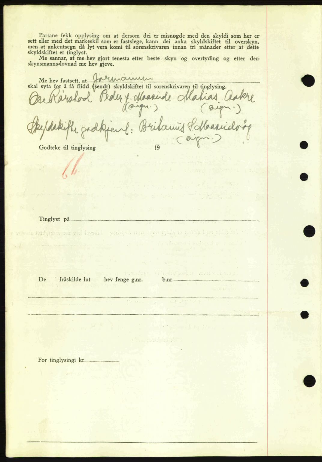 Nordre Sunnmøre sorenskriveri, AV/SAT-A-0006/1/2/2C/2Ca: Mortgage book no. A12, 1941-1942, Diary no: : 2018/1941