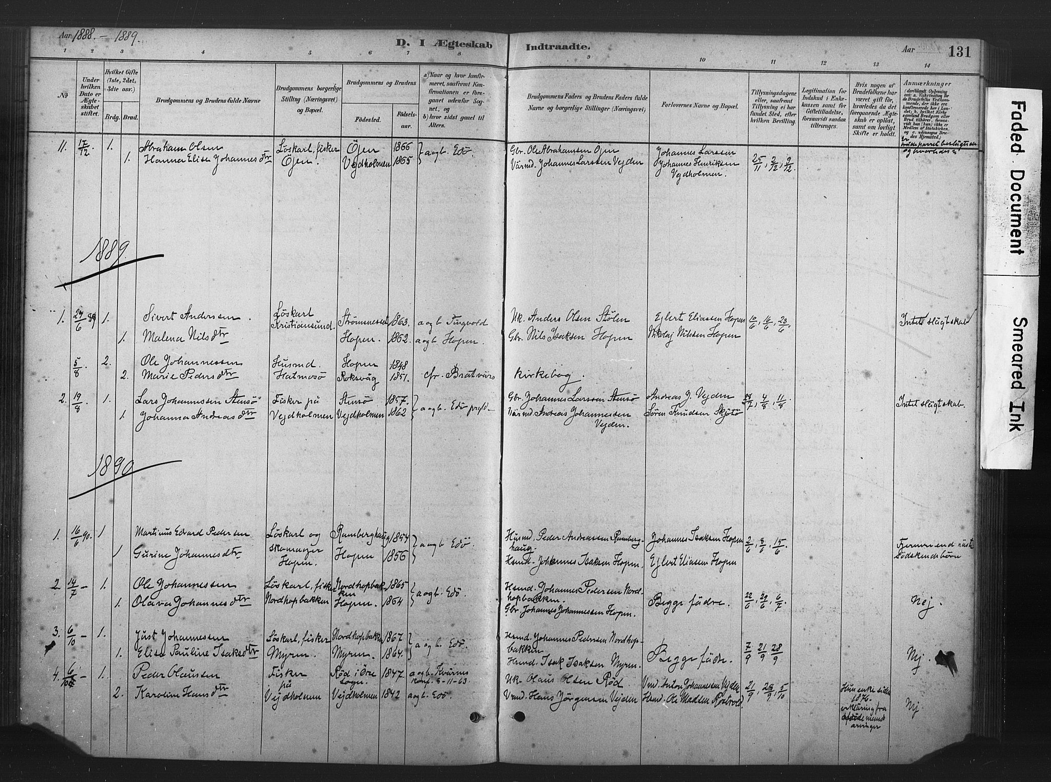 Ministerialprotokoller, klokkerbøker og fødselsregistre - Møre og Romsdal, AV/SAT-A-1454/583/L0954: Parish register (official) no. 583A01, 1880-1906, p. 131