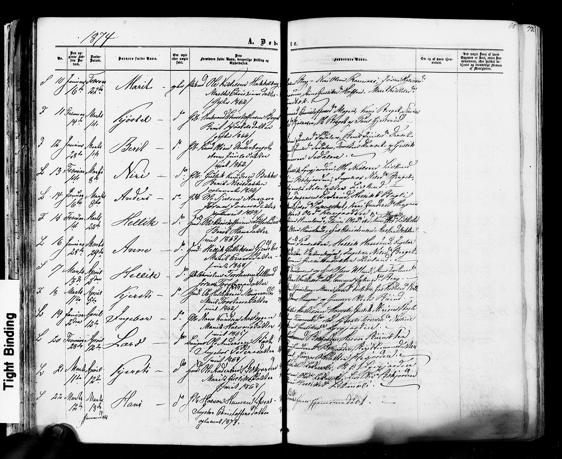 Flesberg kirkebøker, SAKO/A-18/F/Fa/L0007: Parish register (official) no. I 7, 1861-1878, p. 65
