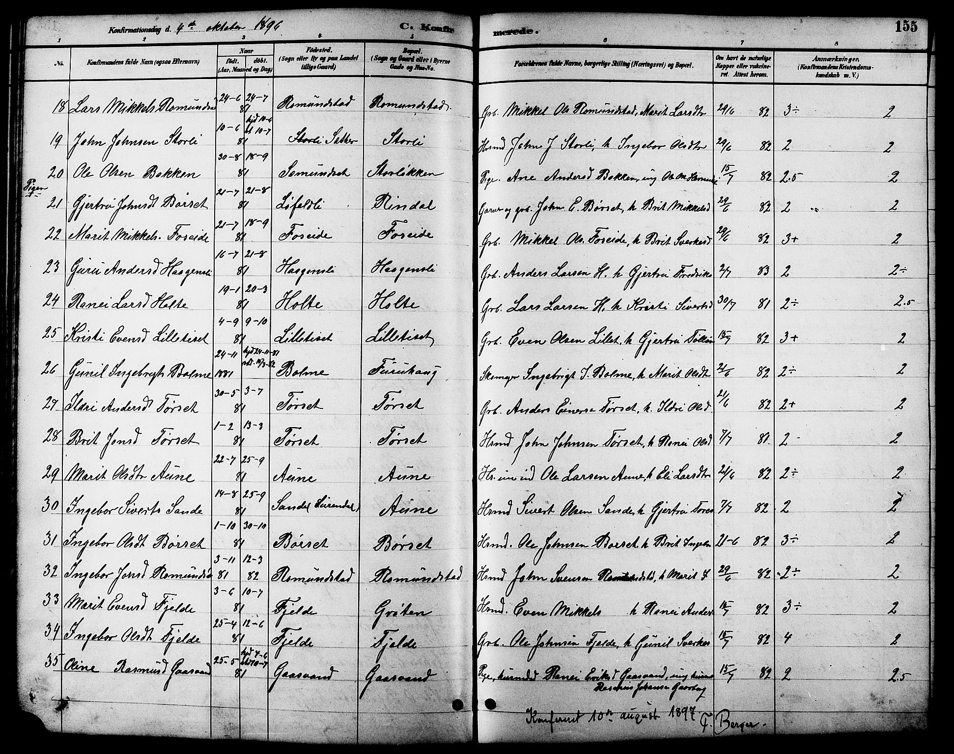 Ministerialprotokoller, klokkerbøker og fødselsregistre - Møre og Romsdal, SAT/A-1454/598/L1078: Parish register (copy) no. 598C03, 1892-1909, p. 155