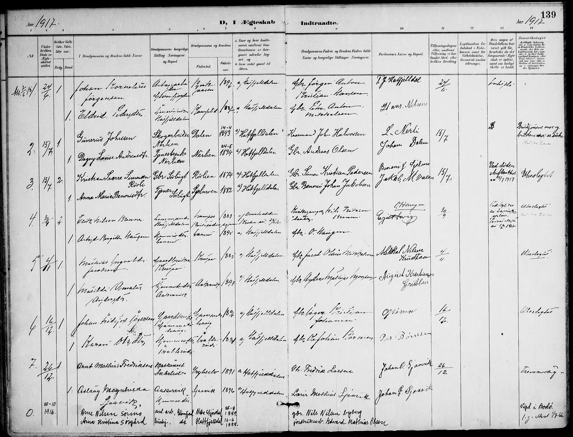 Ministerialprotokoller, klokkerbøker og fødselsregistre - Nordland, SAT/A-1459/823/L0326: Parish register (official) no. 823A03, 1899-1919, p. 139