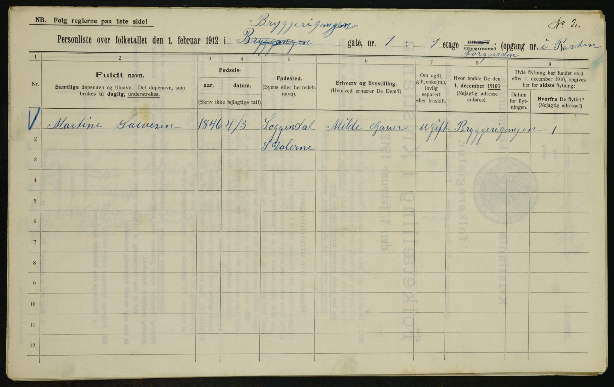 OBA, Municipal Census 1912 for Kristiania, 1912, p. 9886