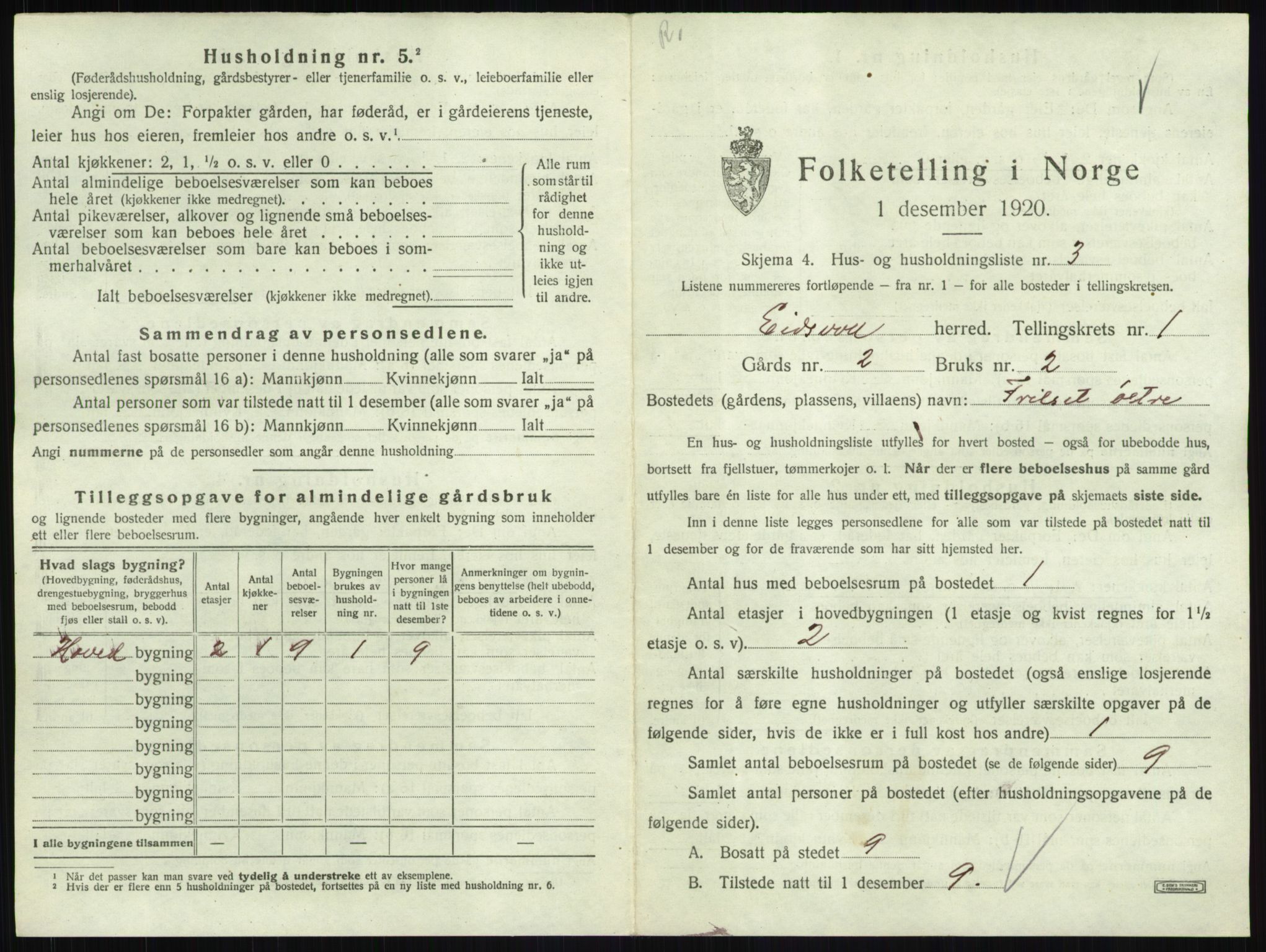 SAO, 1920 census for Eidsvoll, 1920, p. 83