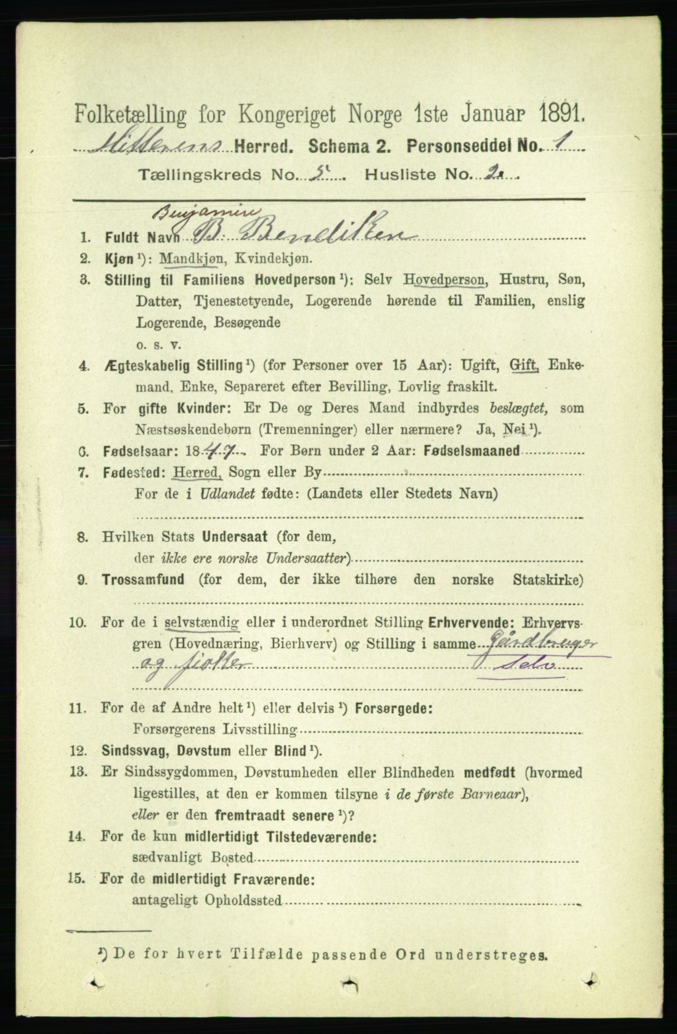 RA, 1891 census for 1617 Hitra, 1891, p. 897