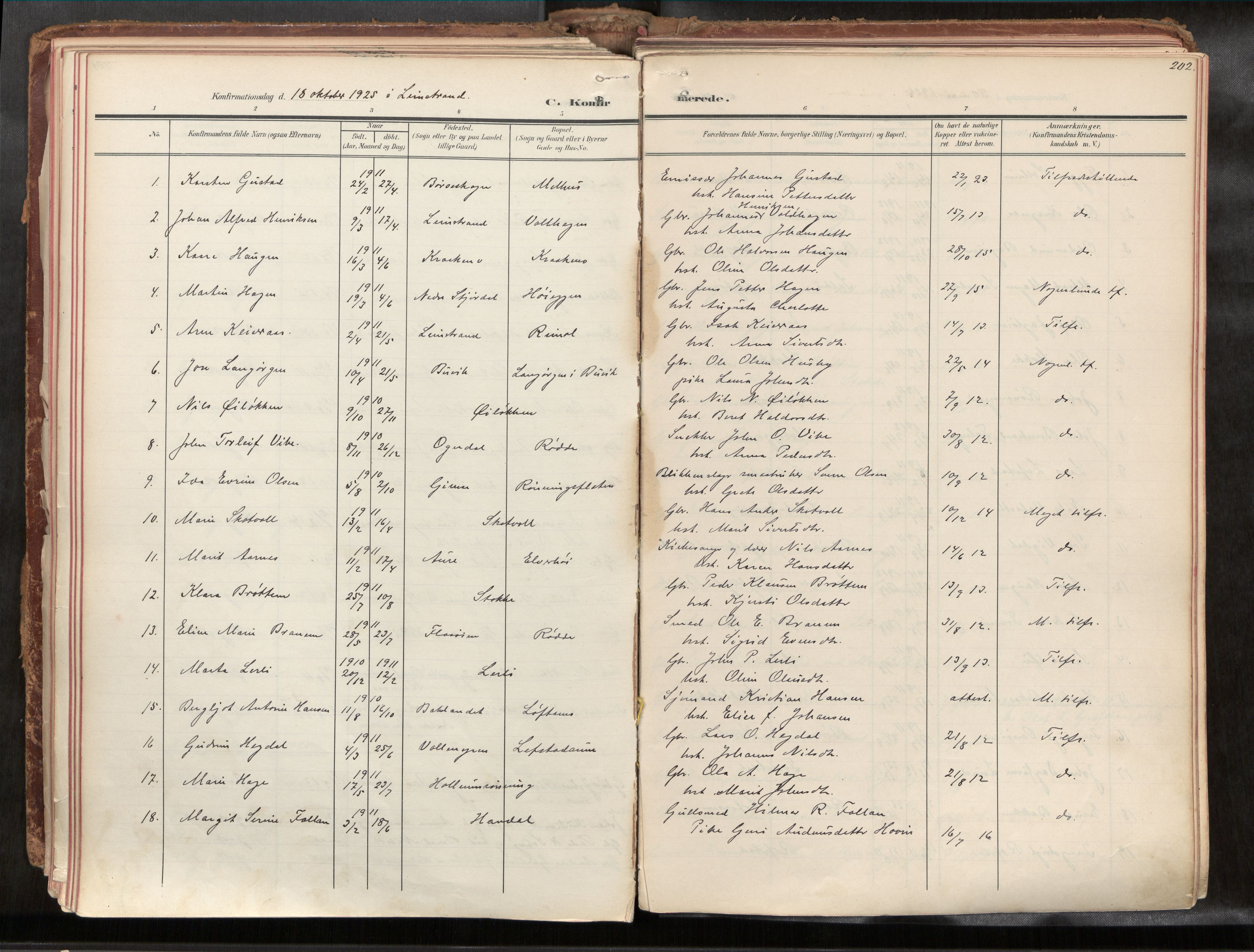 Ministerialprotokoller, klokkerbøker og fødselsregistre - Sør-Trøndelag, SAT/A-1456/691/L1085b: Parish register (official) no. 691A18, 1908-1930, p. 202