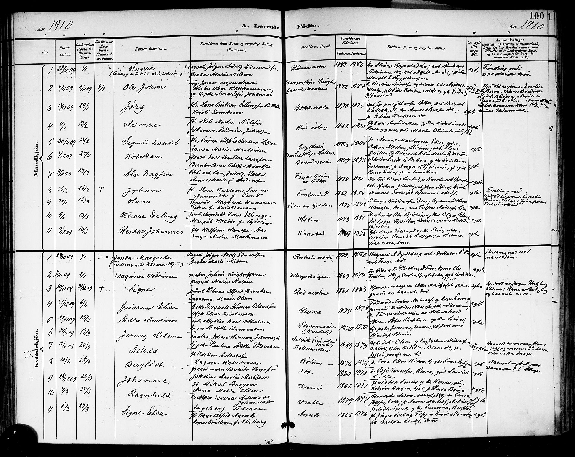 Sande Kirkebøker, AV/SAKO-A-53/G/Ga/L0004: Parish register (copy) no. 4, 1895-1918, p. 100