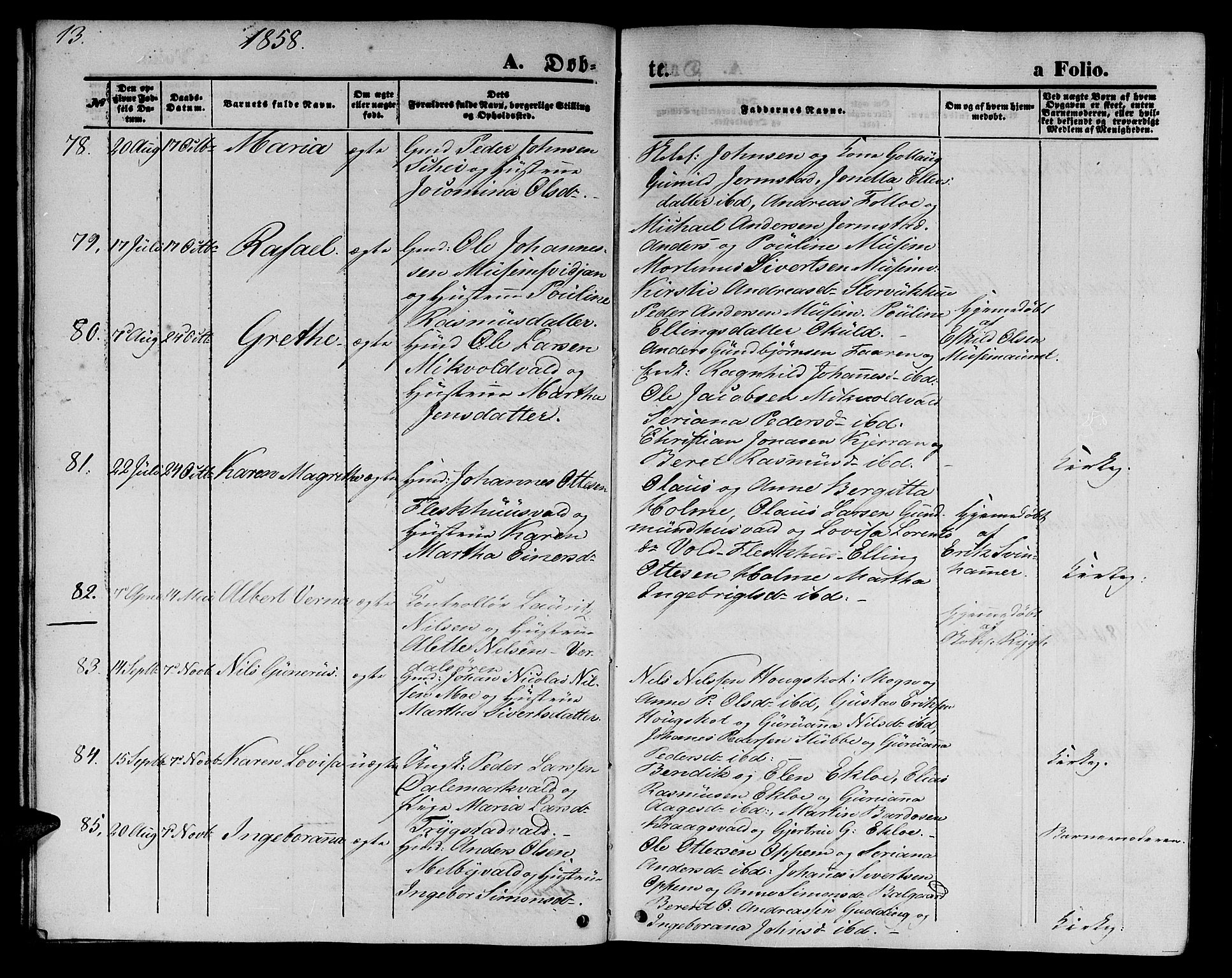 Ministerialprotokoller, klokkerbøker og fødselsregistre - Nord-Trøndelag, AV/SAT-A-1458/723/L0254: Parish register (copy) no. 723C02, 1858-1868, p. 13