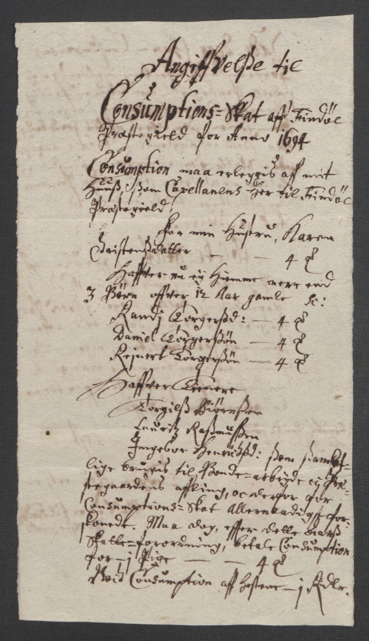 Rentekammeret inntil 1814, Reviderte regnskaper, Fogderegnskap, AV/RA-EA-4092/R47/L2857: Fogderegnskap Ryfylke, 1694-1696, p. 36