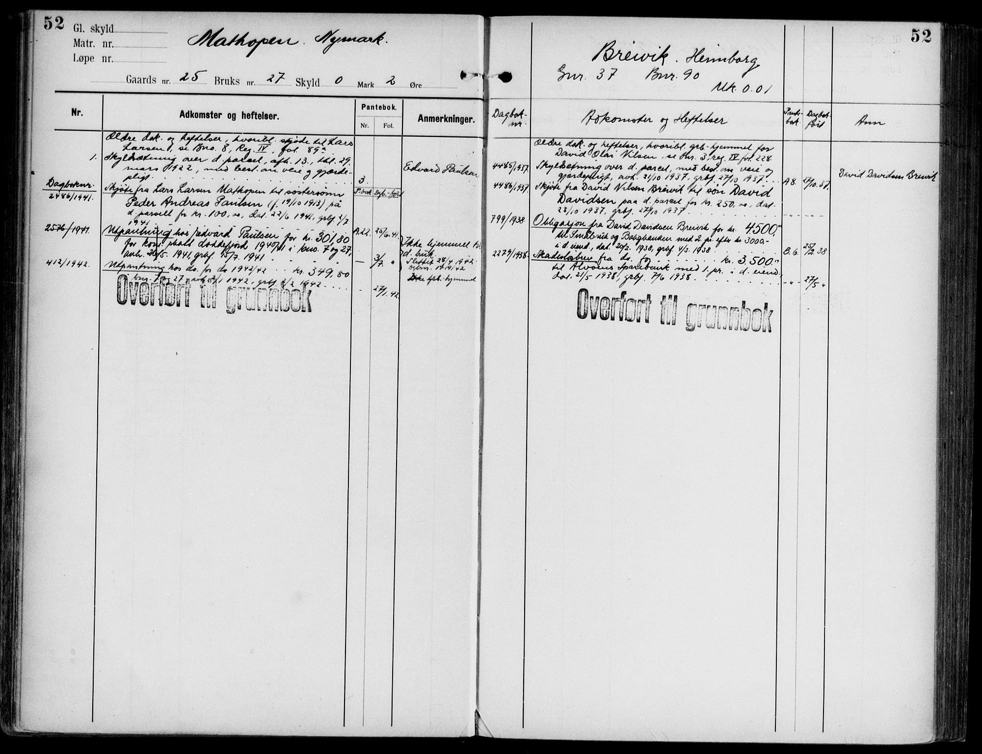 Midhordland sorenskriveri, AV/SAB-A-3001/1/G/Ga/Gab/L0108: Mortgage register no. II.A.b.108, p. 52