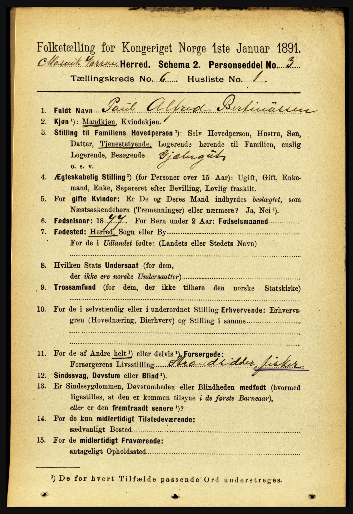 RA, 1891 census for 1723 Mosvik og Verran, 1891, p. 2446