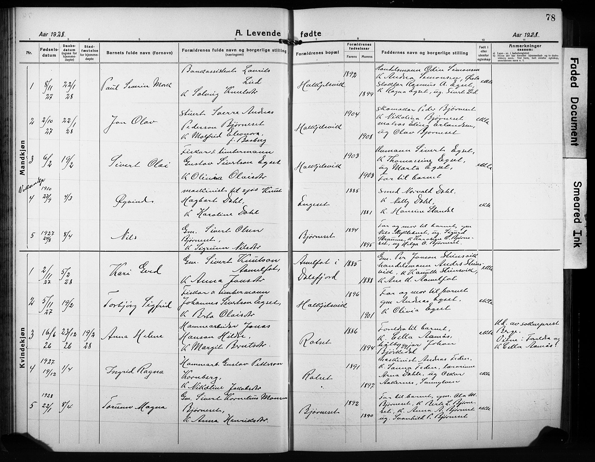 Ministerialprotokoller, klokkerbøker og fødselsregistre - Møre og Romsdal, AV/SAT-A-1454/511/L0160: Parish register (copy) no. 511C06, 1920-1932, p. 78