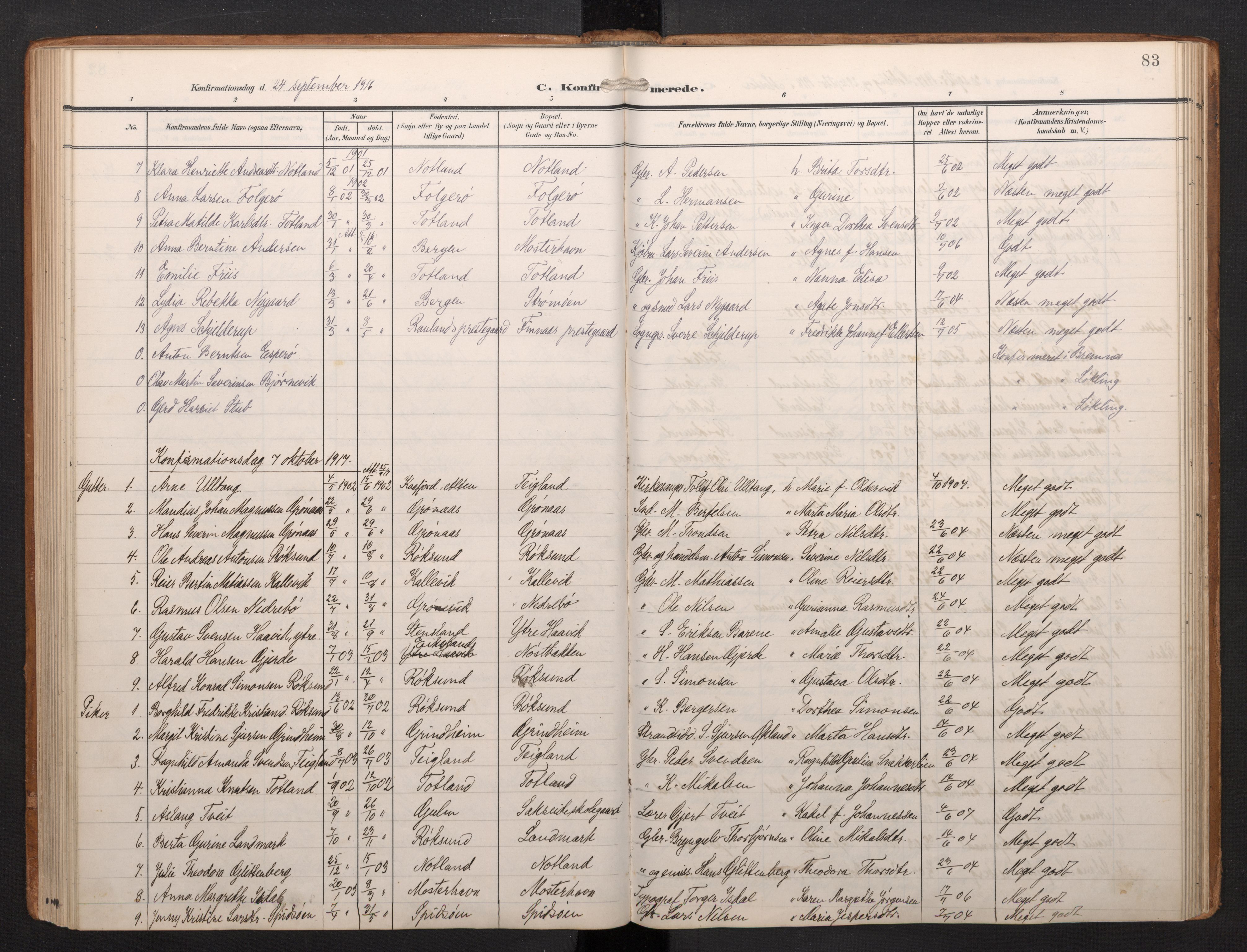 Finnås sokneprestembete, AV/SAB-A-99925/H/Ha/Haa/Haab/L0003: Parish register (official) no. B 3, 1907-1923, p. 83