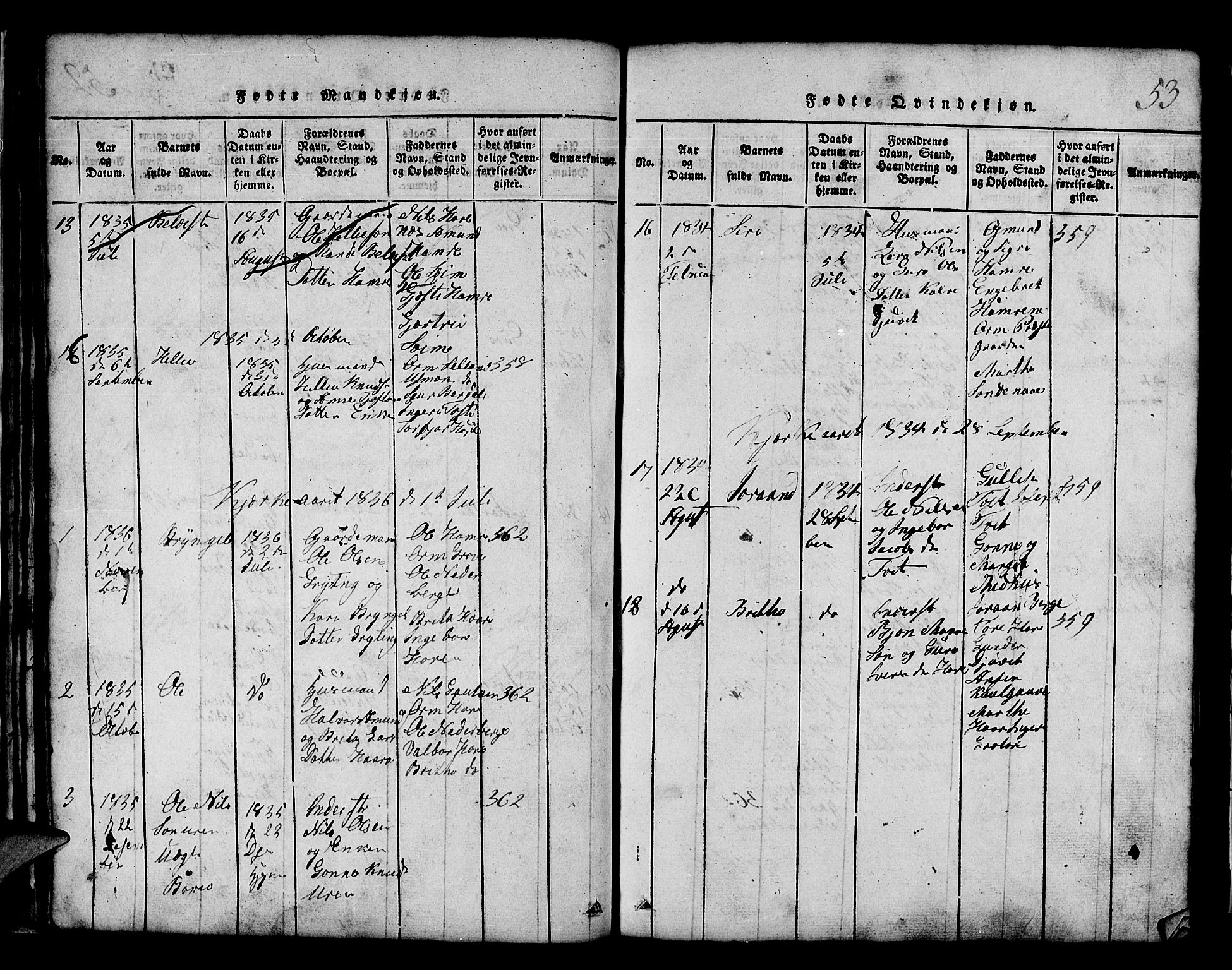 Røldal sokneprestembete, SAB/A-100247: Parish register (copy) no. A 1, 1817-1860, p. 53