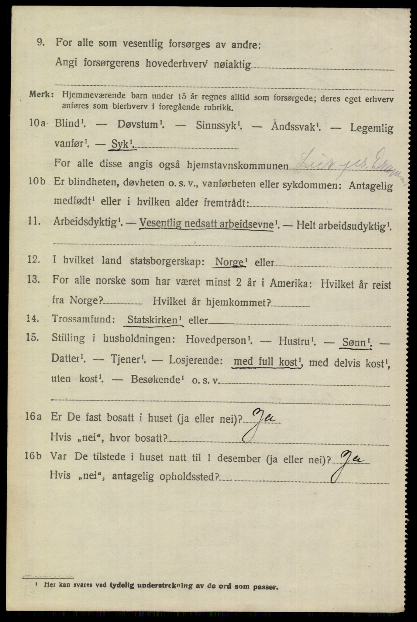 SAKO, 1920 census for Sannidal, 1920, p. 3340