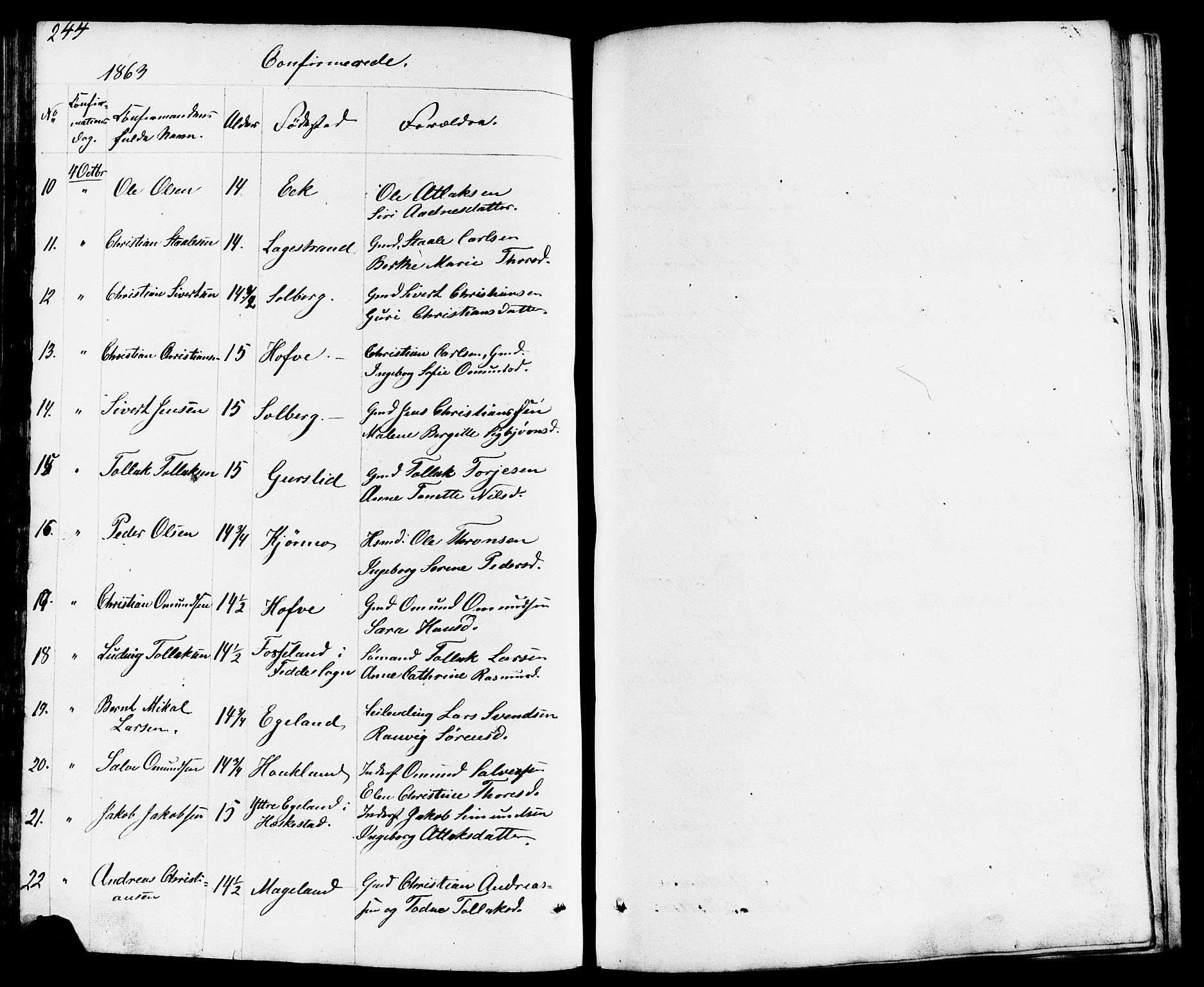 Lund sokneprestkontor, AV/SAST-A-101809/S07/L0003: Parish register (copy) no. B 3, 1848-1885, p. 244